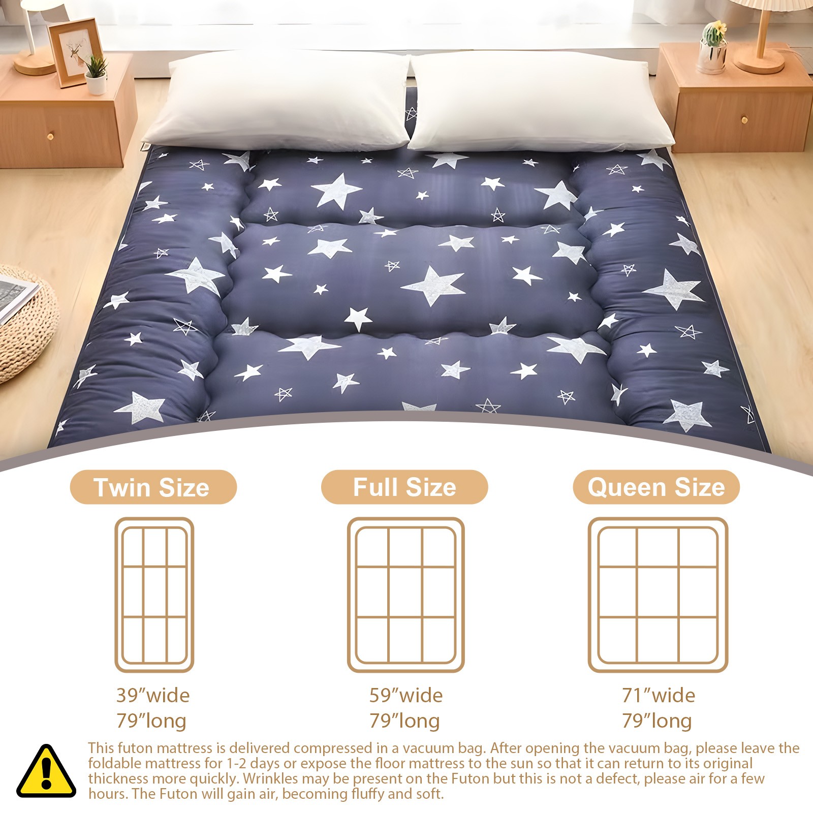 Japanese Sleeping Floor Mattress Foldable Roll Up Futon Tatami Mat for RV Home