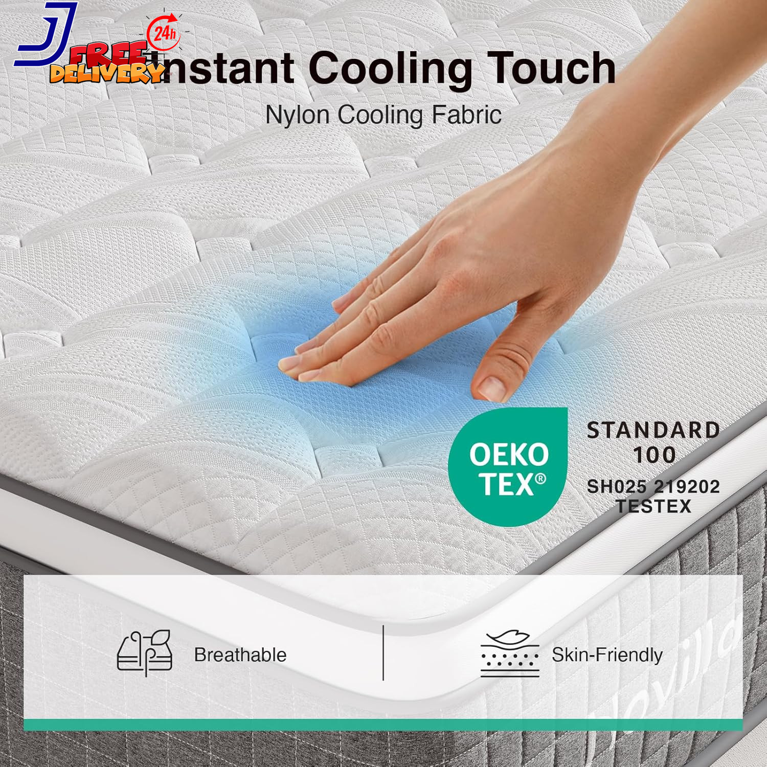 Mattress Queen 12 Inch Hybrid Cooling Gel Memory Foam Grey NAMS12QGYV36 Novilla