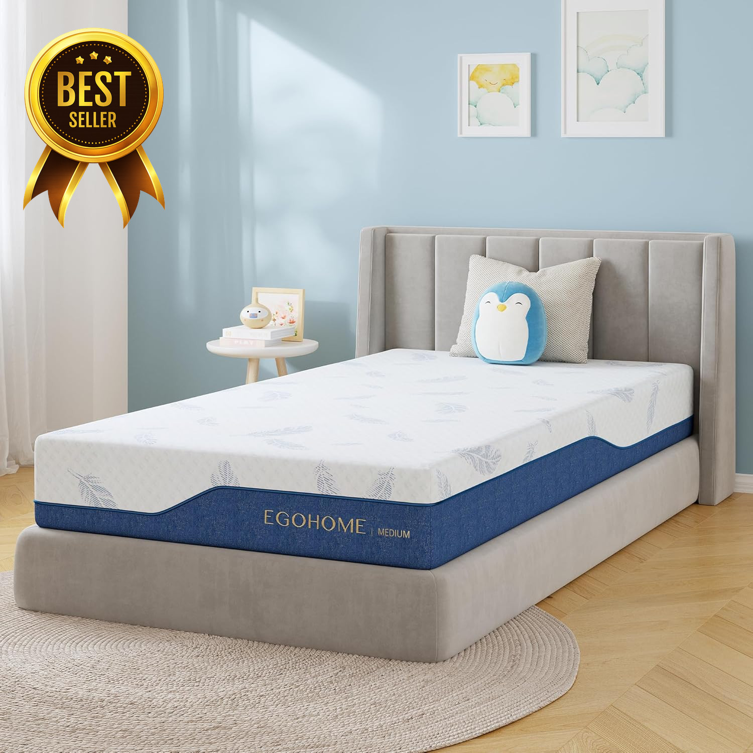 EGOHOME 8″ Twin Memory Foam Mattress Gel Cooling Bed in a Box Fiberglass Free