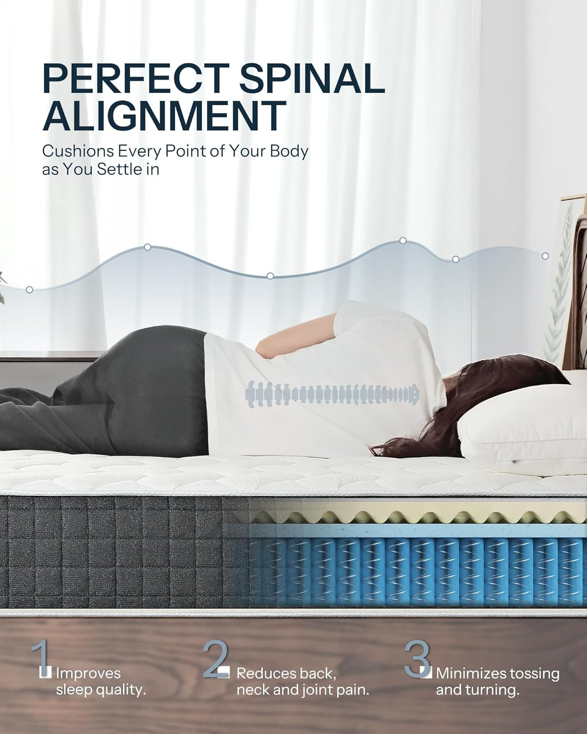 12”Twin Size Mattresses, Hybrid Mattress in a Box with Individual Pocket Coils
