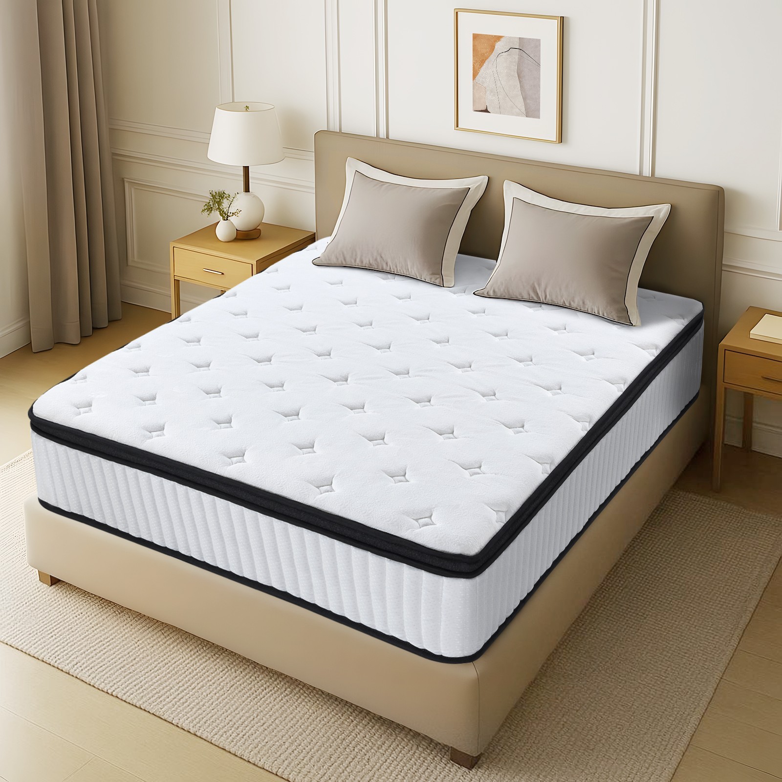 Hbaid 12″ Pocket Spring Hybrid Mattress, Twin Txl Full Queen King Size