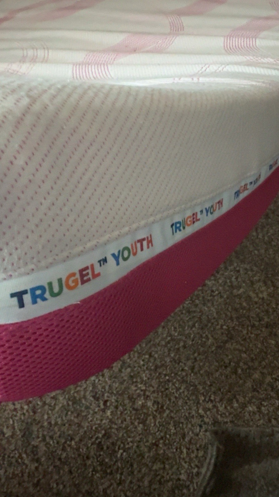 TRUGEL YOUTH Twin Soft Gel Memory Foam Mattress White Pink Abstract Print