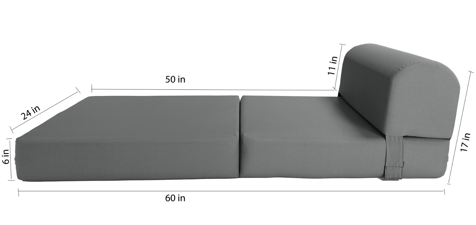 Portable Sleeper Chair Folding Foam Beds, Sofa, Couches 6x24x70 Gray
