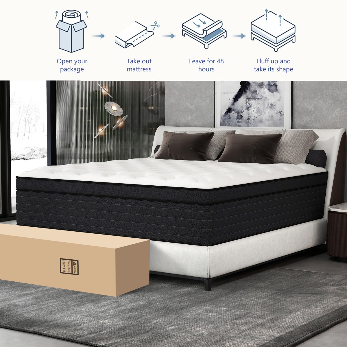 8″10″12″14″ Twin Full Queen King Mattress in a Box Hybrid Spring Gel Memory Foam