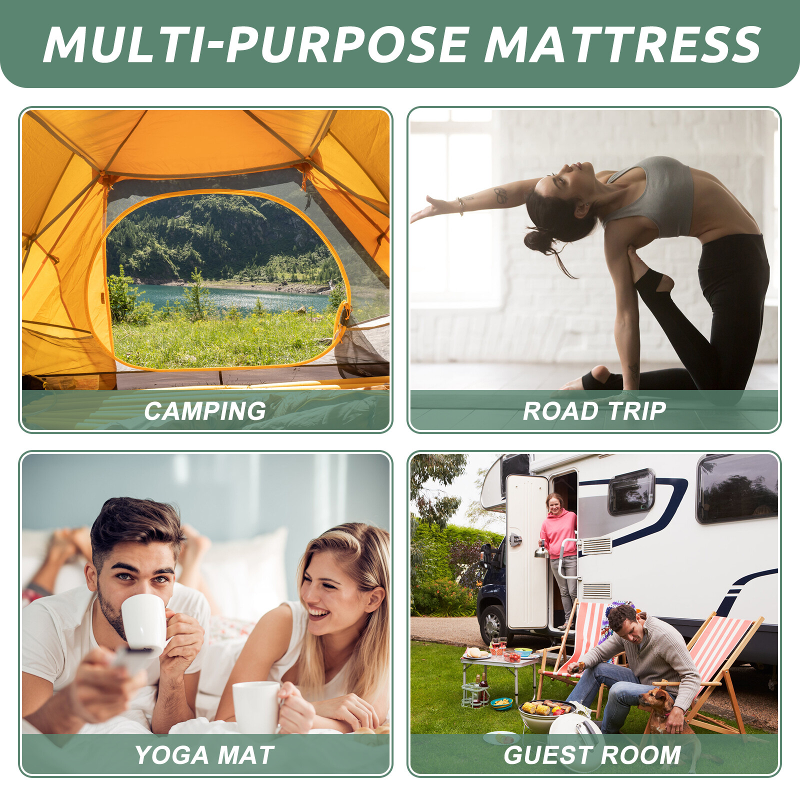 4″ Fold Sleep Floor Mat Single Bed Memory Foam Topper Camping Guest Mattress