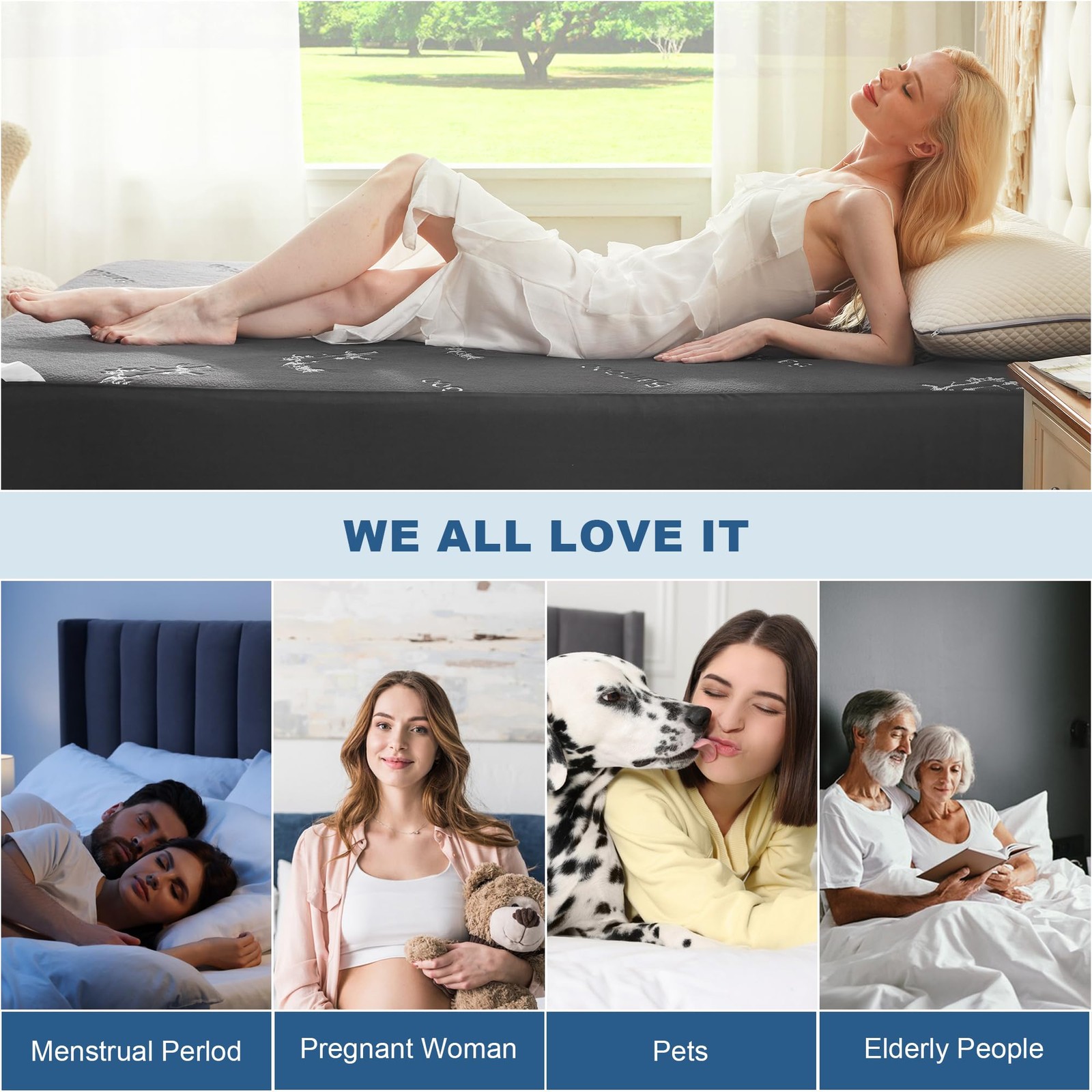BEDLORE Twin Size Waterproof Mattress Protector Viscose Derived Twin, Gray