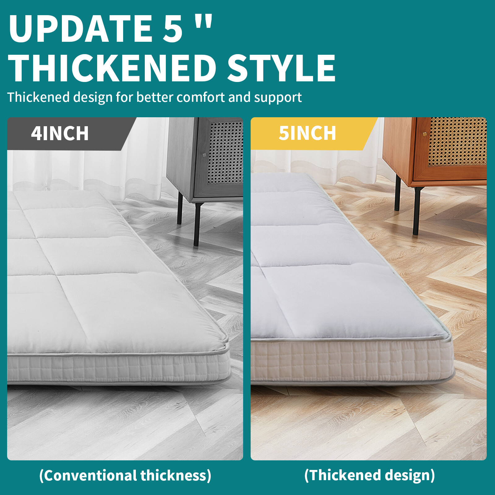 Japanese Futon Mattress 4inch Extra Thick Foldable Japanese Futon Floor Mattress