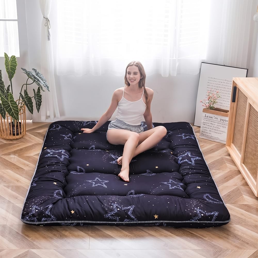 Japanese Futon Mattress Floor Mattress Sleeping Pad Foldable Mat Roll Up Camp…