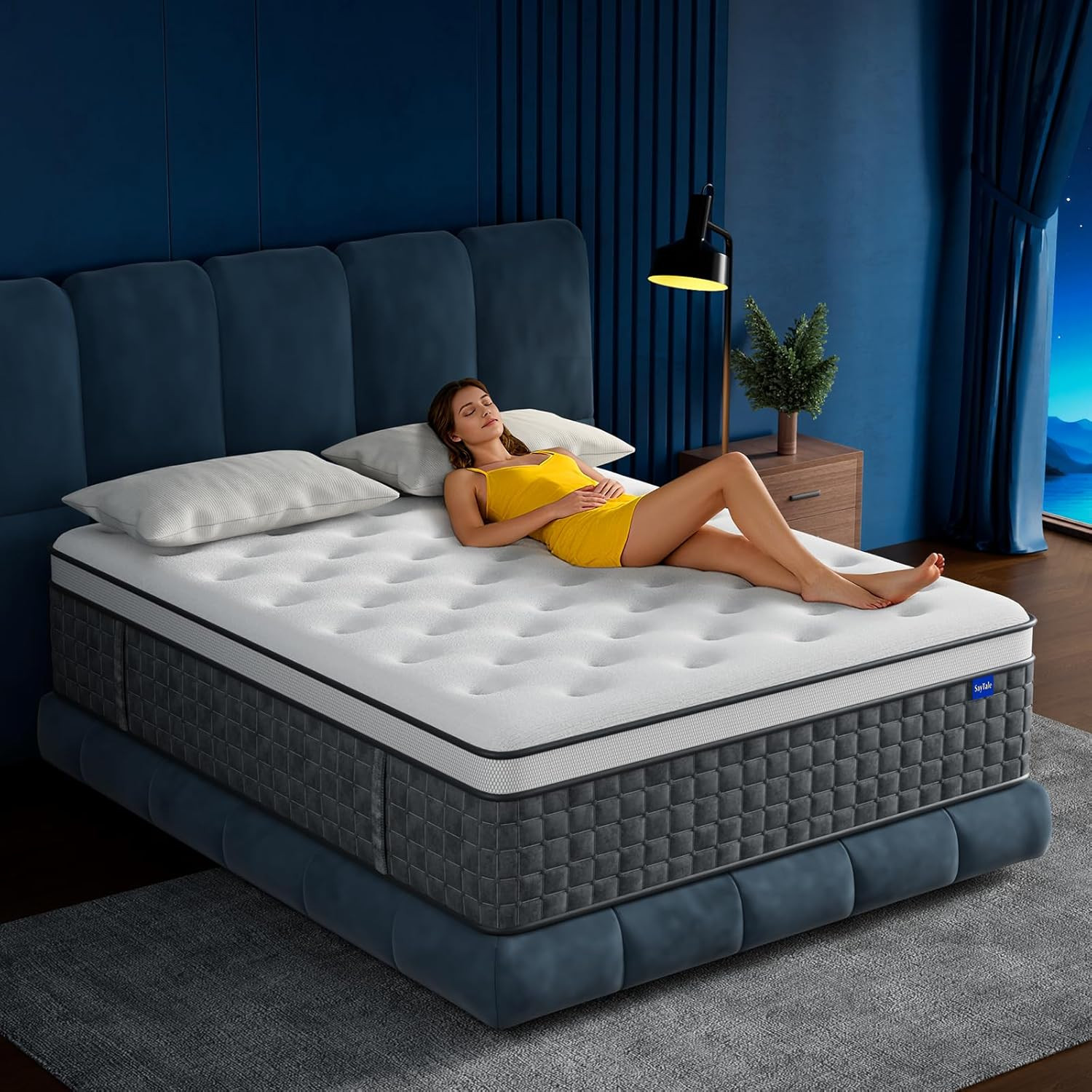 Queen Mattress, 12″ Medium Firm Hybrid Mattresses, Mattress Queen Size in a Box