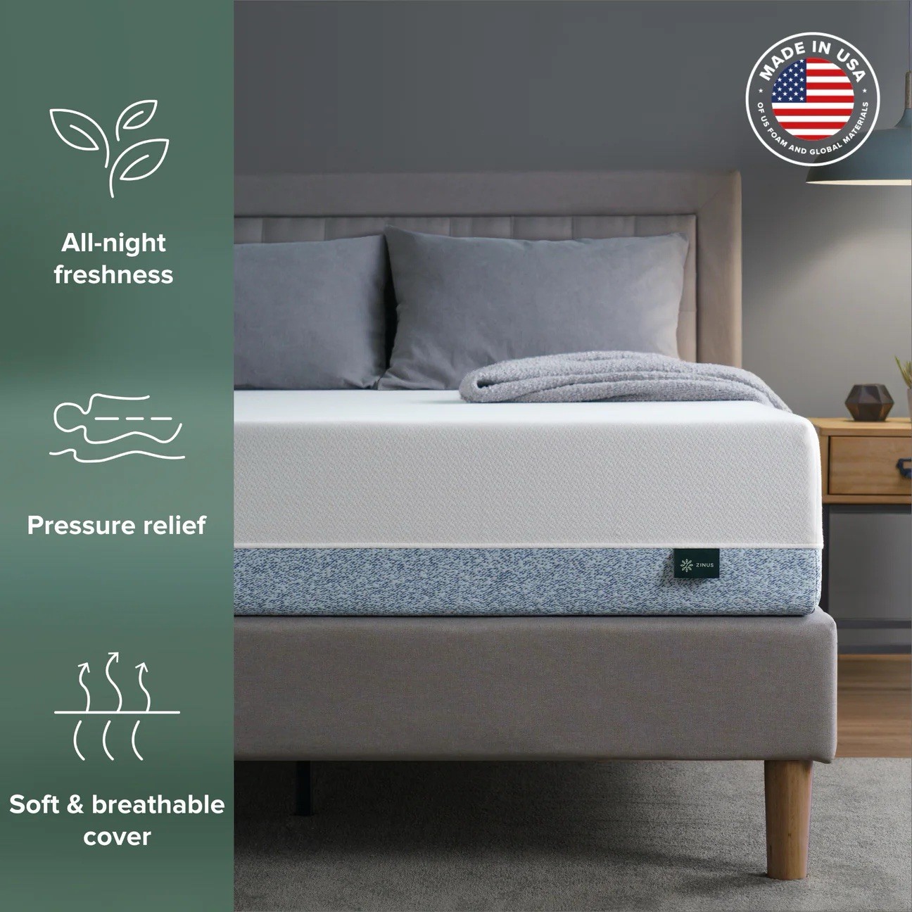 Zinus Original Green Tea Essential Memory Foam King Mattress Firm Comfort