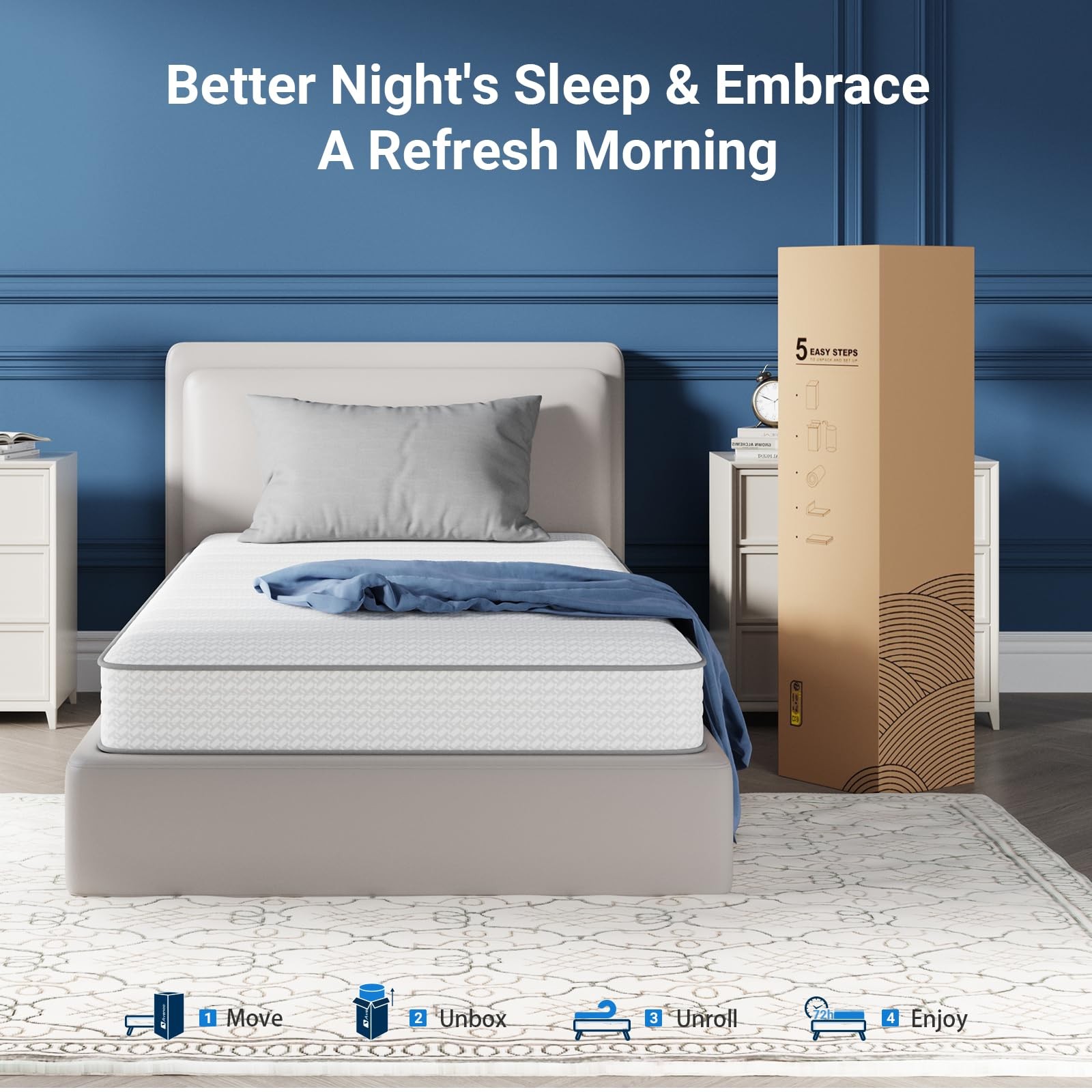 Avenco Twin Mattress 8 Inch in a Box, Medium Plush Twin Size Mattresses with …