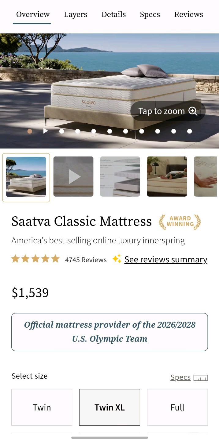 Saatva Classic Firm 11.5” Twin XL Mattress