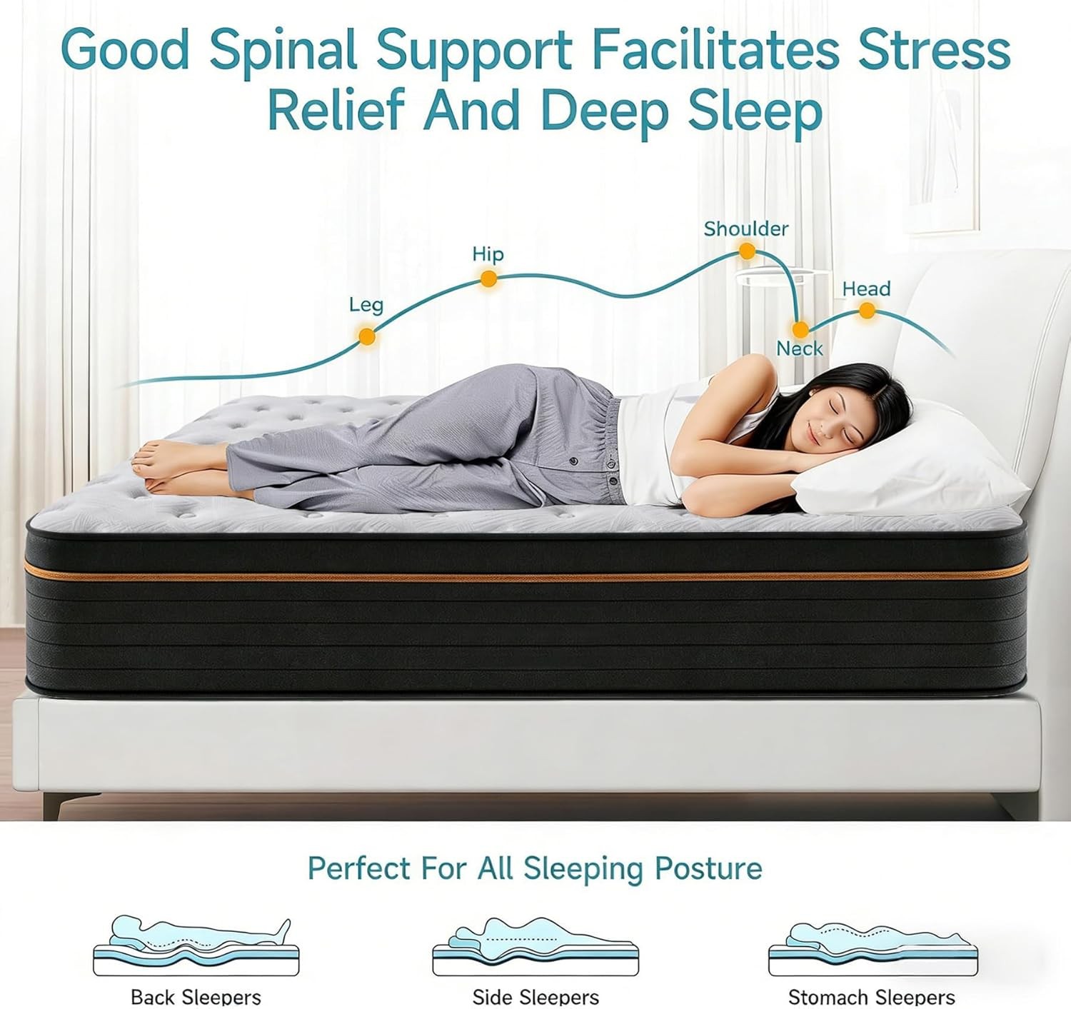 Queen Mattress 12 Inch Queen Size Mattress 365 Night Trial 7-Zone PLUSH Hybrid