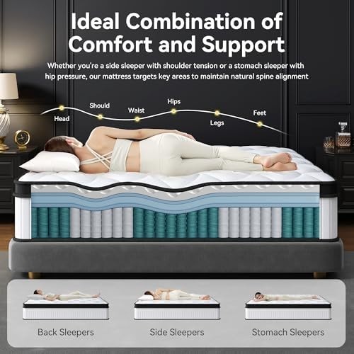12 Inch Queen Mattress in a Box Hybrid Gel Memory Foam Pocket Spring Soft Plush