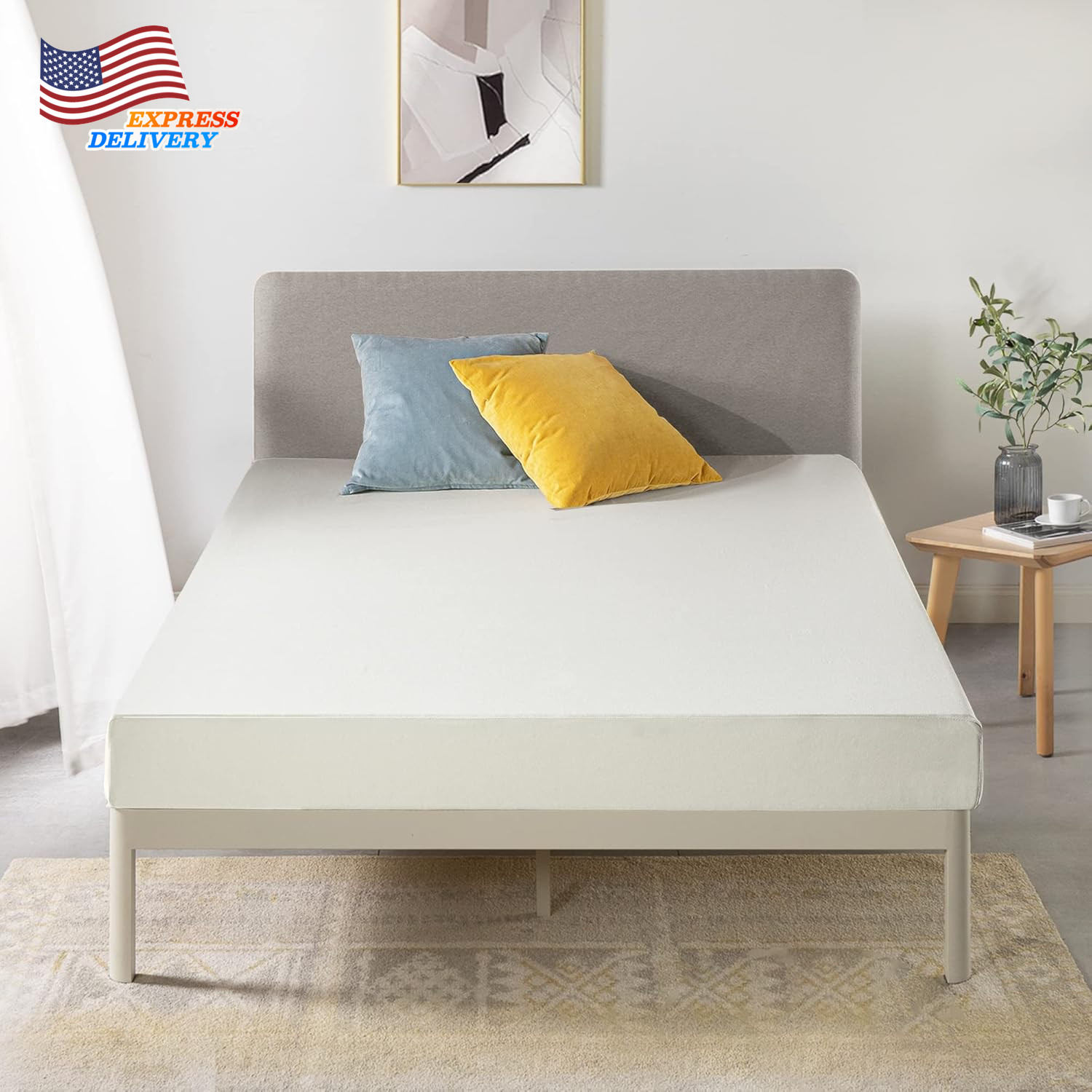 6 Inch Queen Short Mattress for RV Camper Green Tea Memory Foam