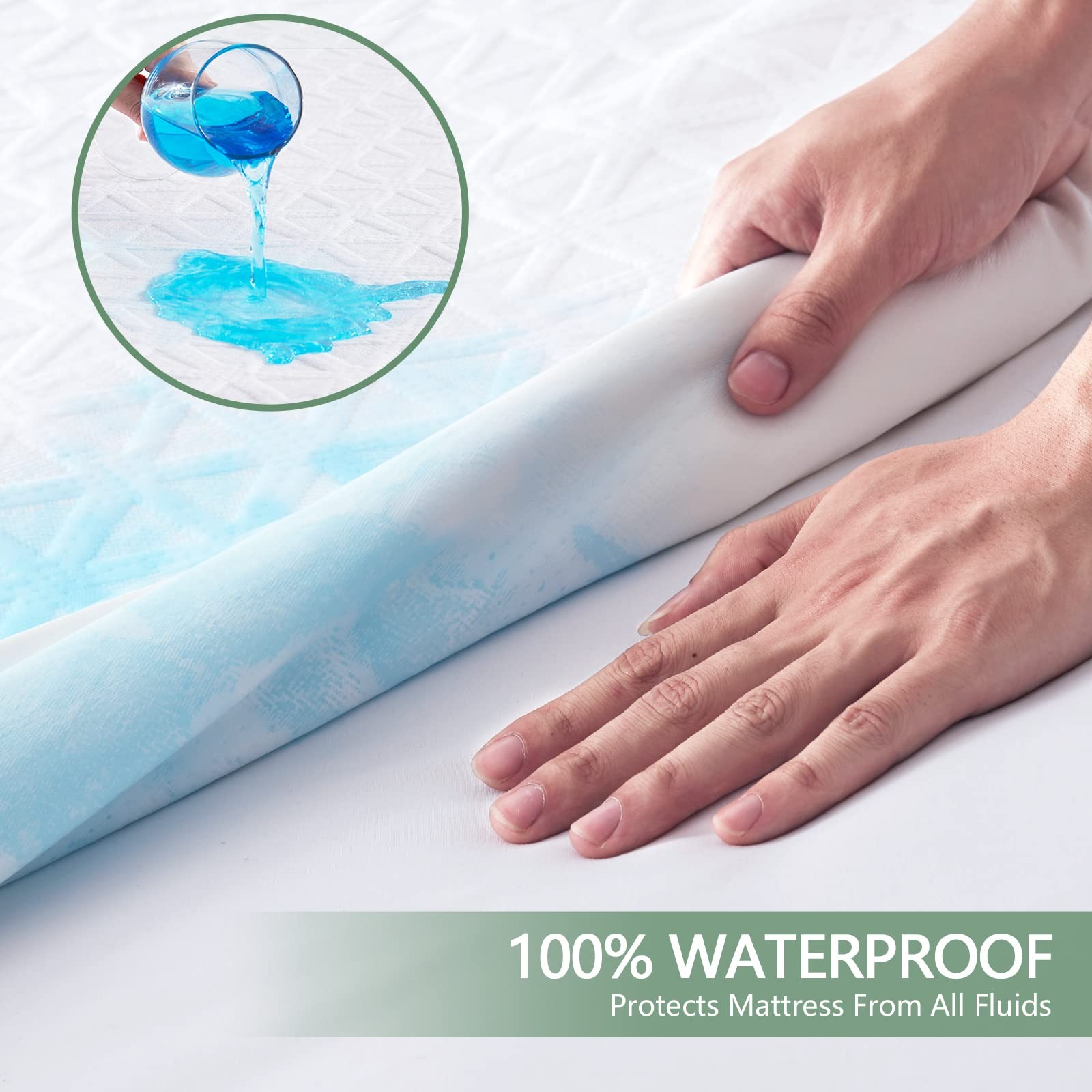 Premium Waterproof Mattress Protector Full Size, Breathable Bed Full, White