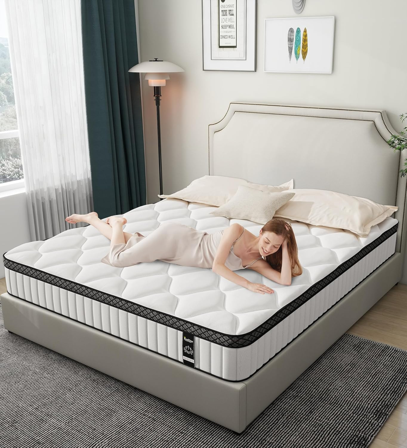 Full Mattress,10 Inch Hybrid White Mattresses,Gel Memory Foam Spring Mattress in