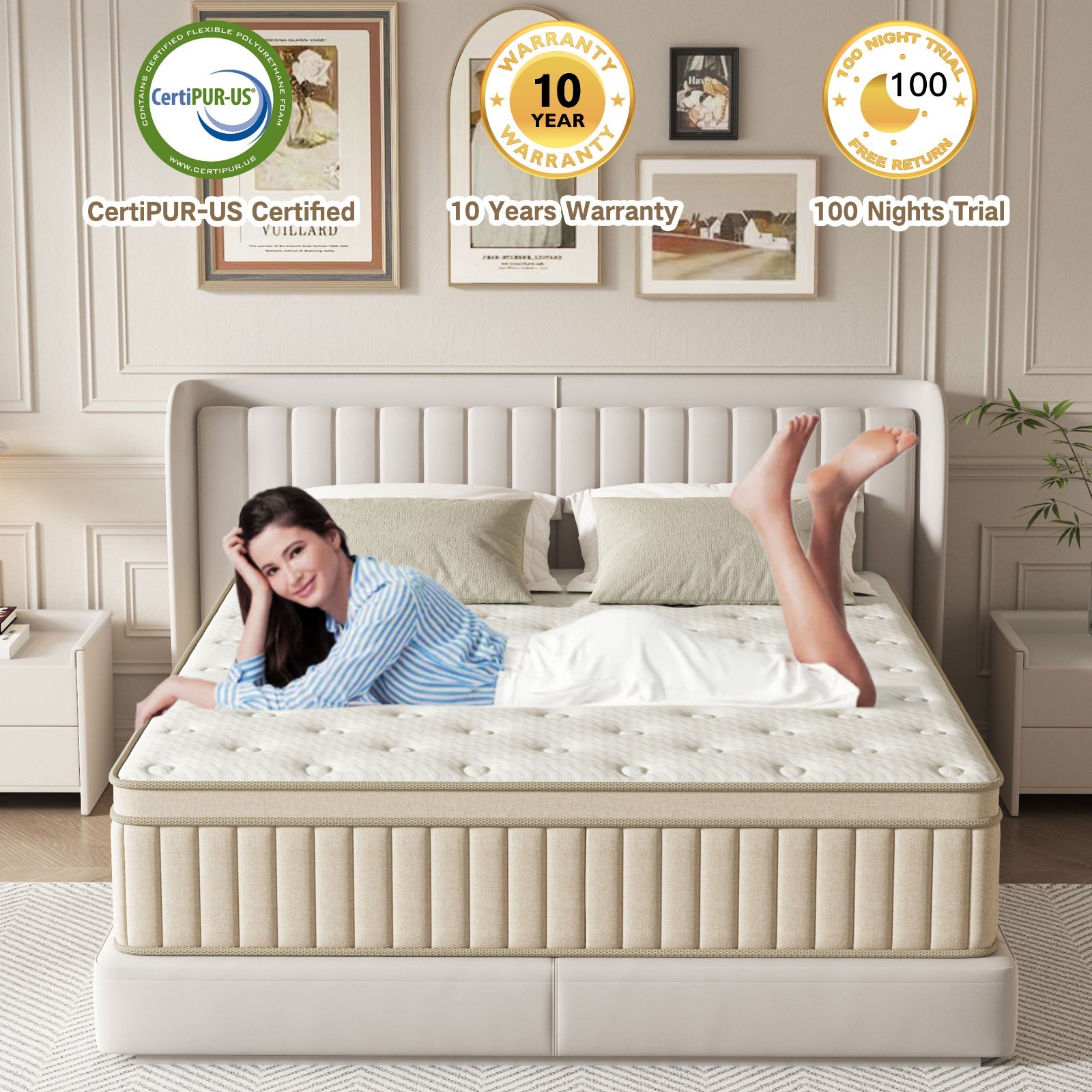 14 Inch Twin/ Full/Queen/King Memory Foam & Spring Hybrid Mattress Bed In a Box