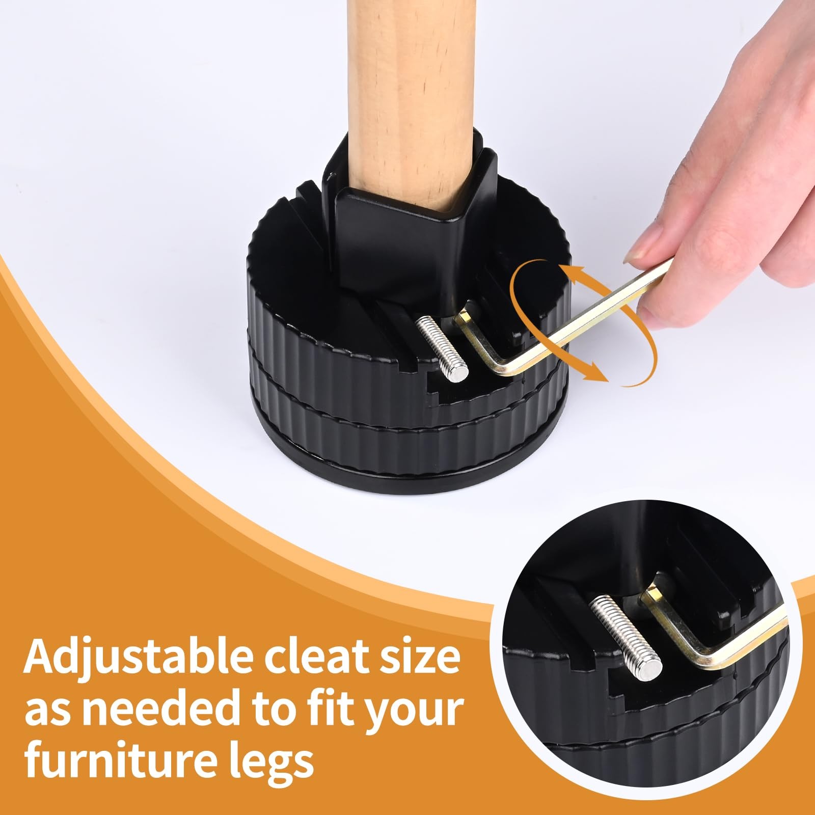 Jedroc Adjustable Bed Risers Furniture Risers-4 Pack with Right Angle, Black