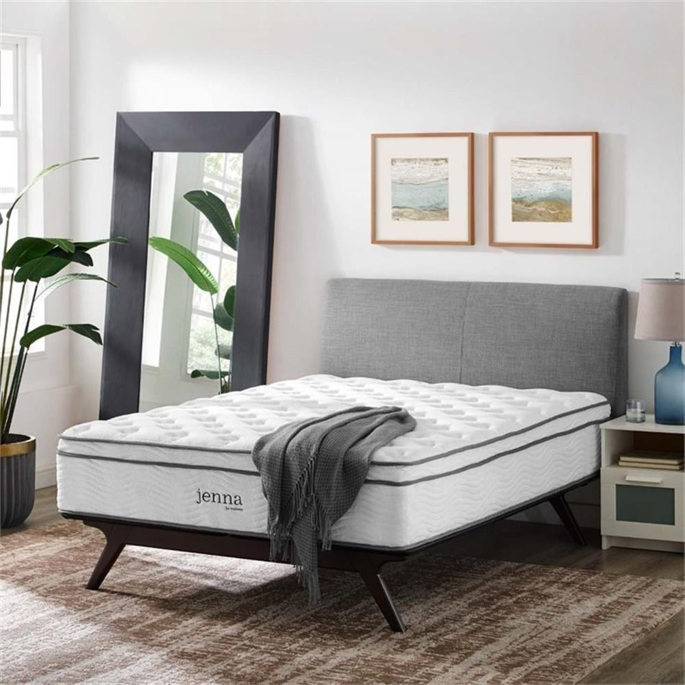 Modway Jenna 14″ Modern Innerspring and Foam King Mattress in White