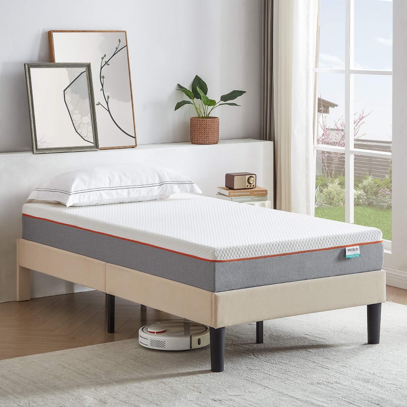 VECELO 8 Inch Mattress Charcoal Infused Memory Foam Medium Firm Pressure Relieve