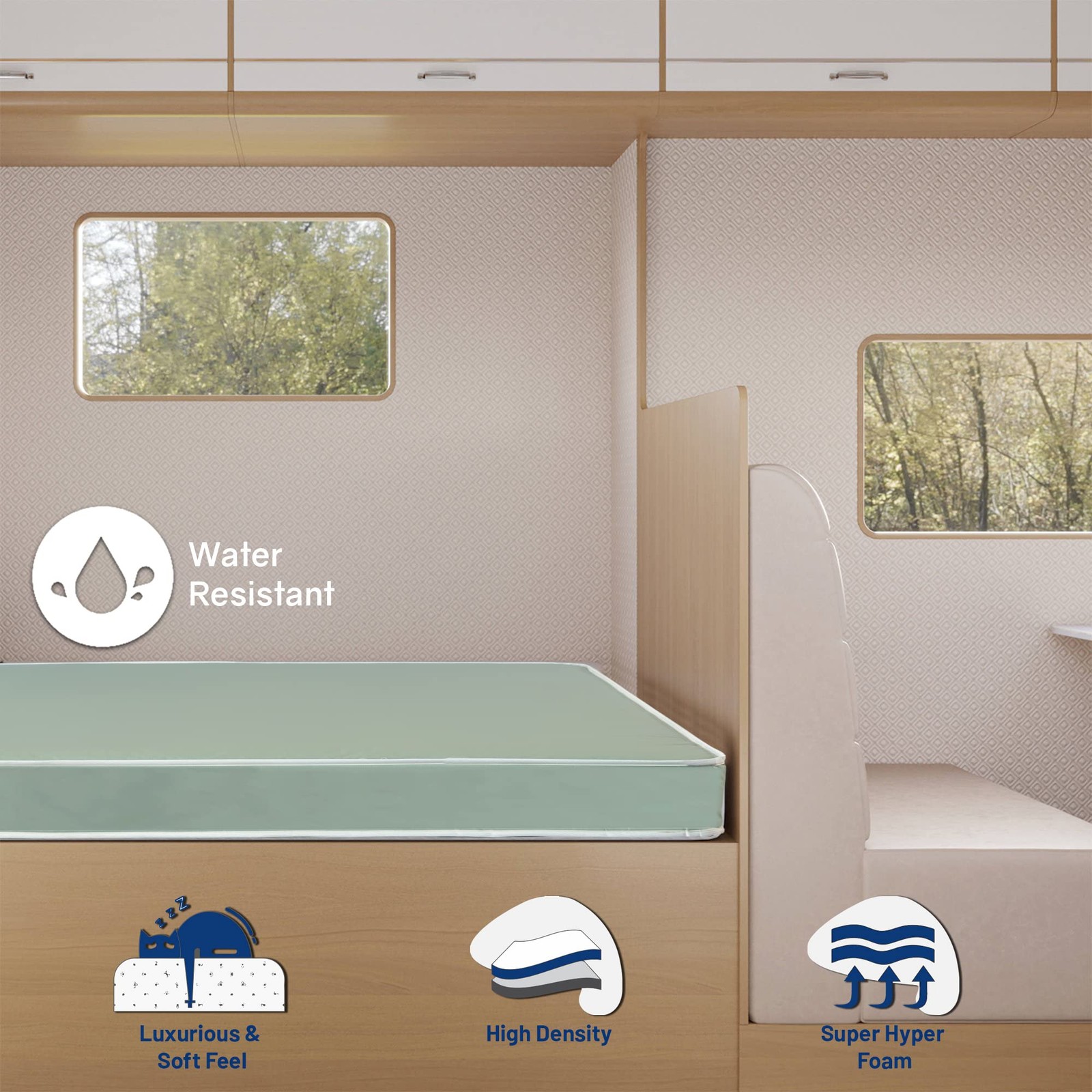 , 4-Inch High-Density Cooling Memory Foam Vinyl RV Mattress , Medium Firm, Go…