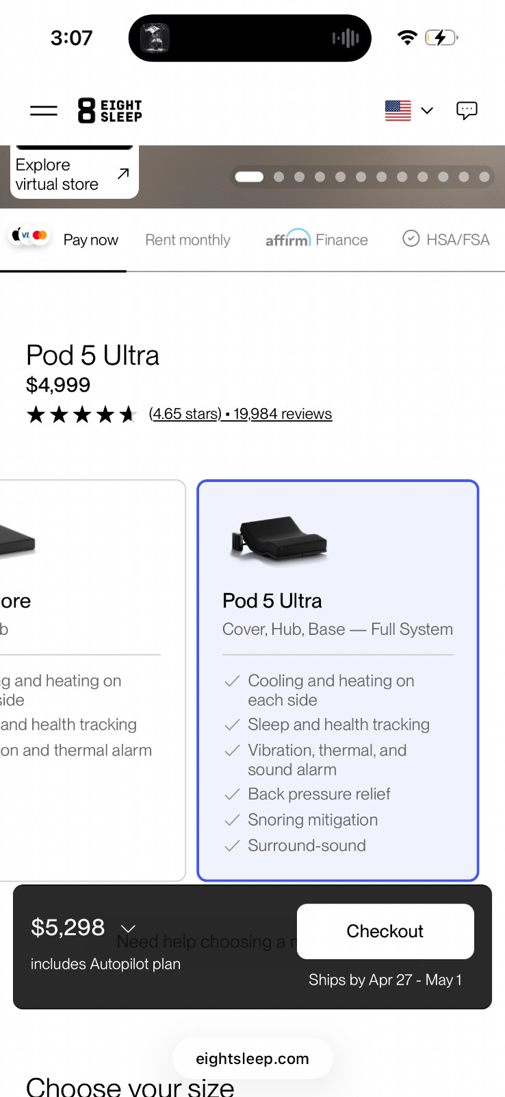 eight sleep pod 5 ultra king size