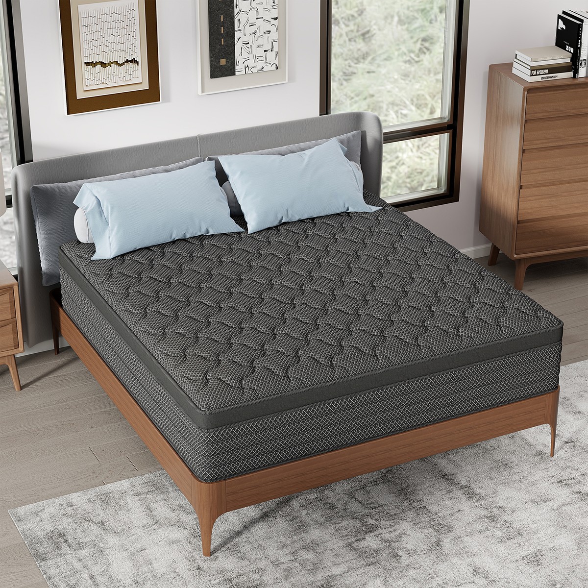 8″12″14″ Hybrid Mattress in a Box Memory Foam Pocket Spring Twin Full Queen King