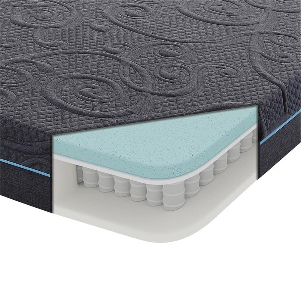 Lexicon Homelegance Bedding 8″ Fabric Queen Gel Memory Hybrid Mattress in Gray