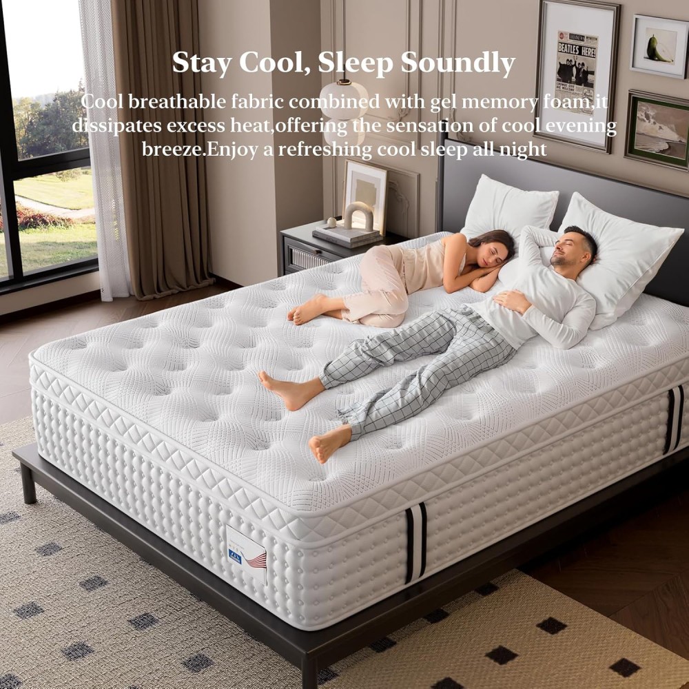 Queen Hybrid Mattress – 12in Memory Foam & Pocket Spring, Medium Firm