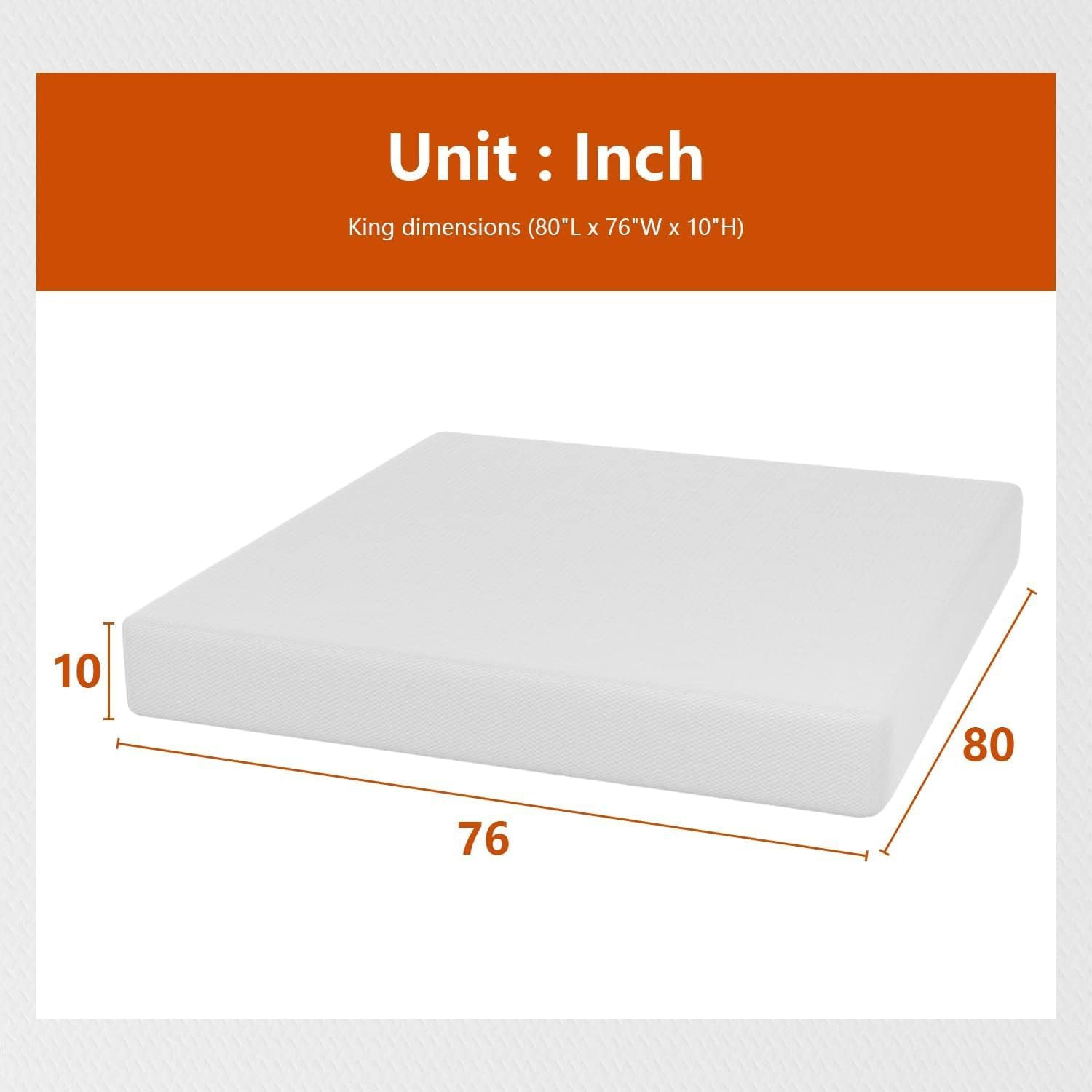 Paylesshere | 10 Inch King Mattress | Medium Firm Base Foam Mattress | Removable