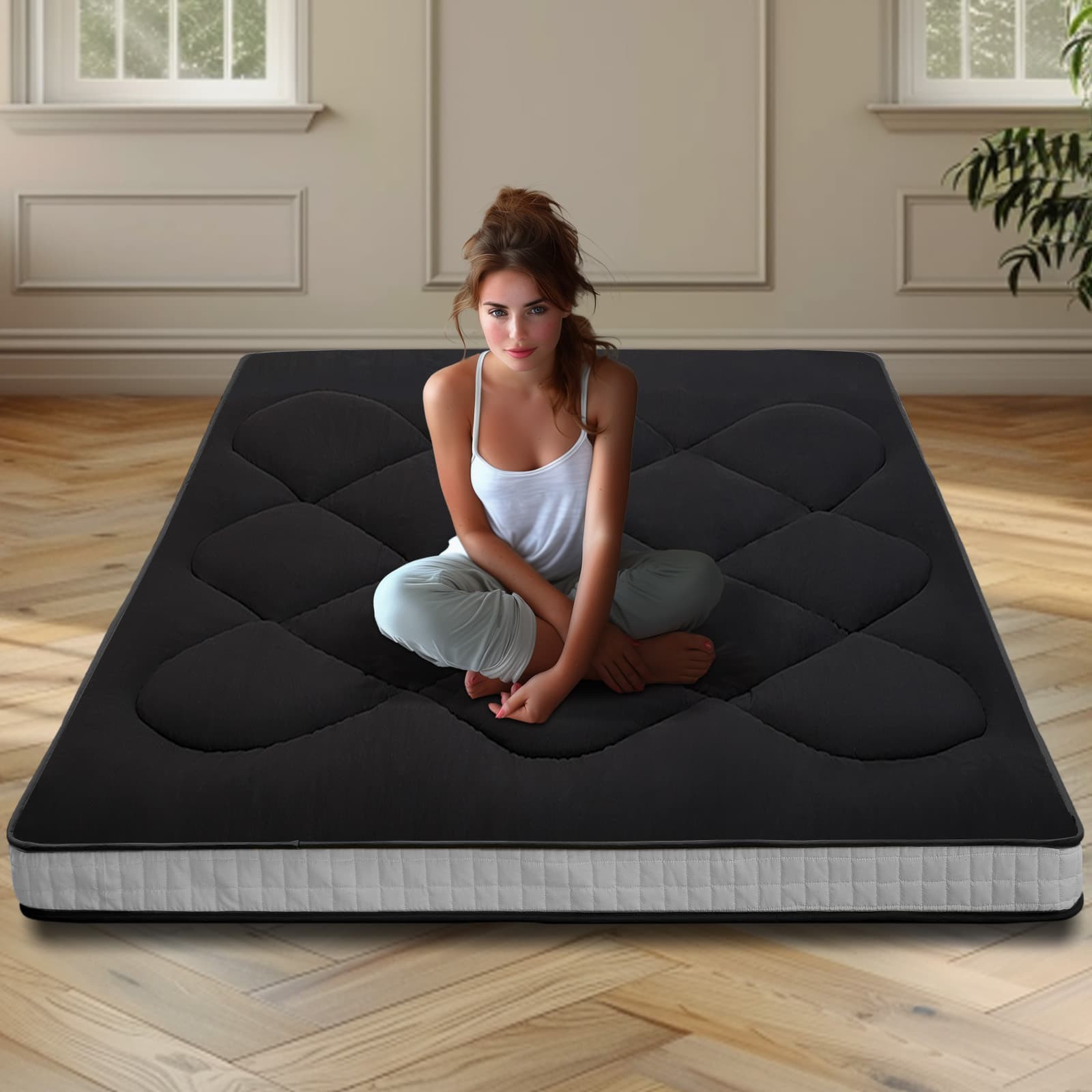 Thick Japanese Futon Mattress Roll-Up Sleeping Pad Floor Bed Couch Mat