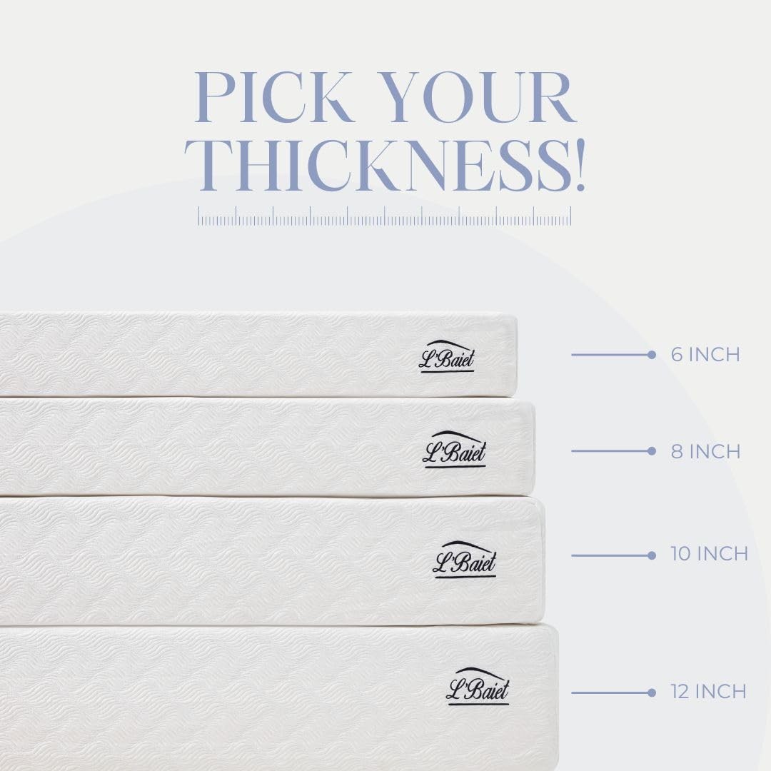 L’Baiet 8 Inch Memory Foam Mattress, Twin Size – Bed in a – Medium Firm – Bre…