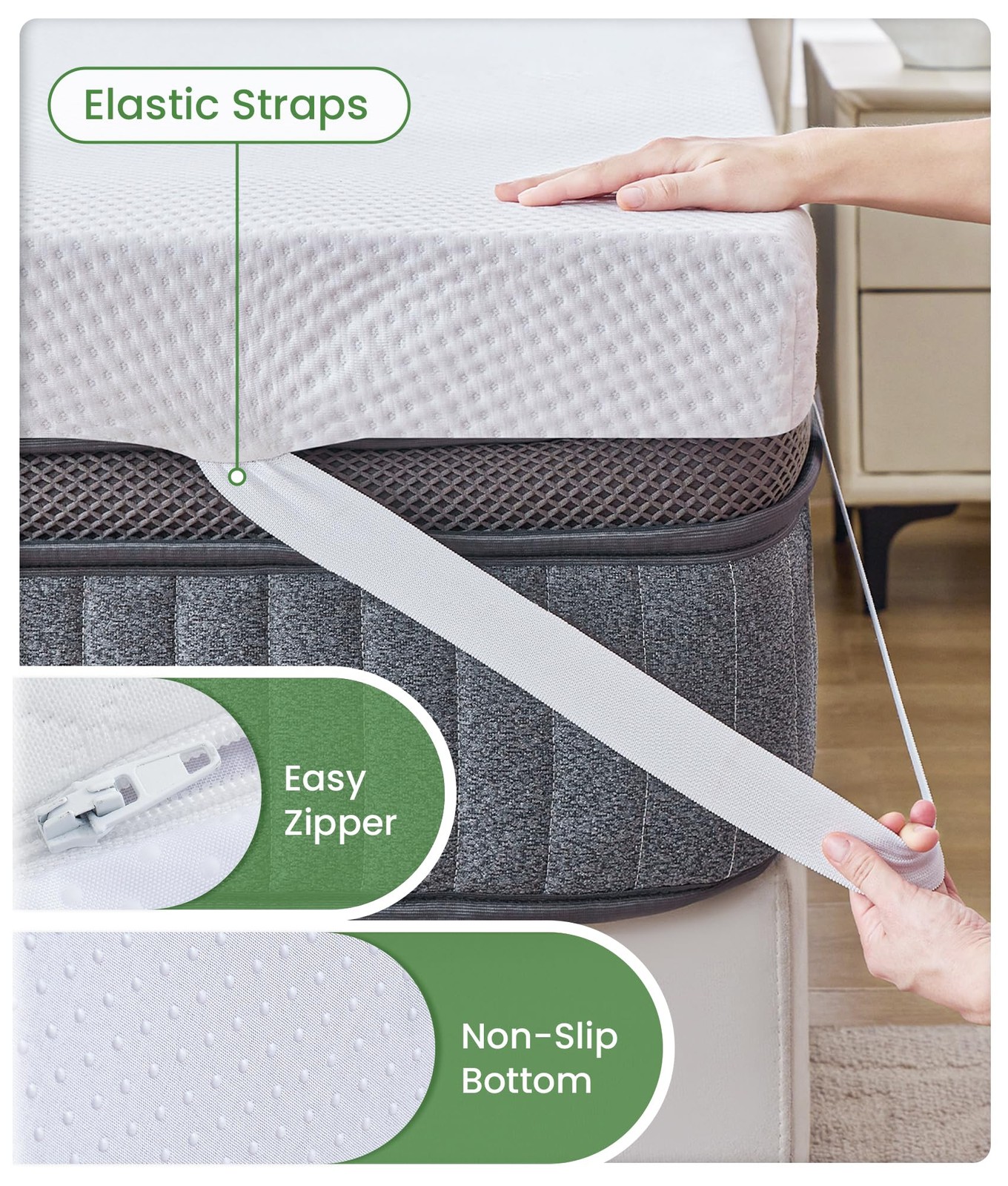 2 Inch Memory Foam Mattress Topper Twin Size with Breathable Bamboo Cover, Pr…