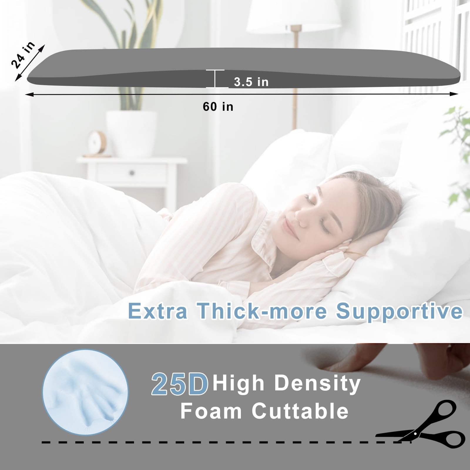 Extra Thick 3.5 Inch Sagging Mattress Support 60 Inch Foam Board 60x24x3.5 In