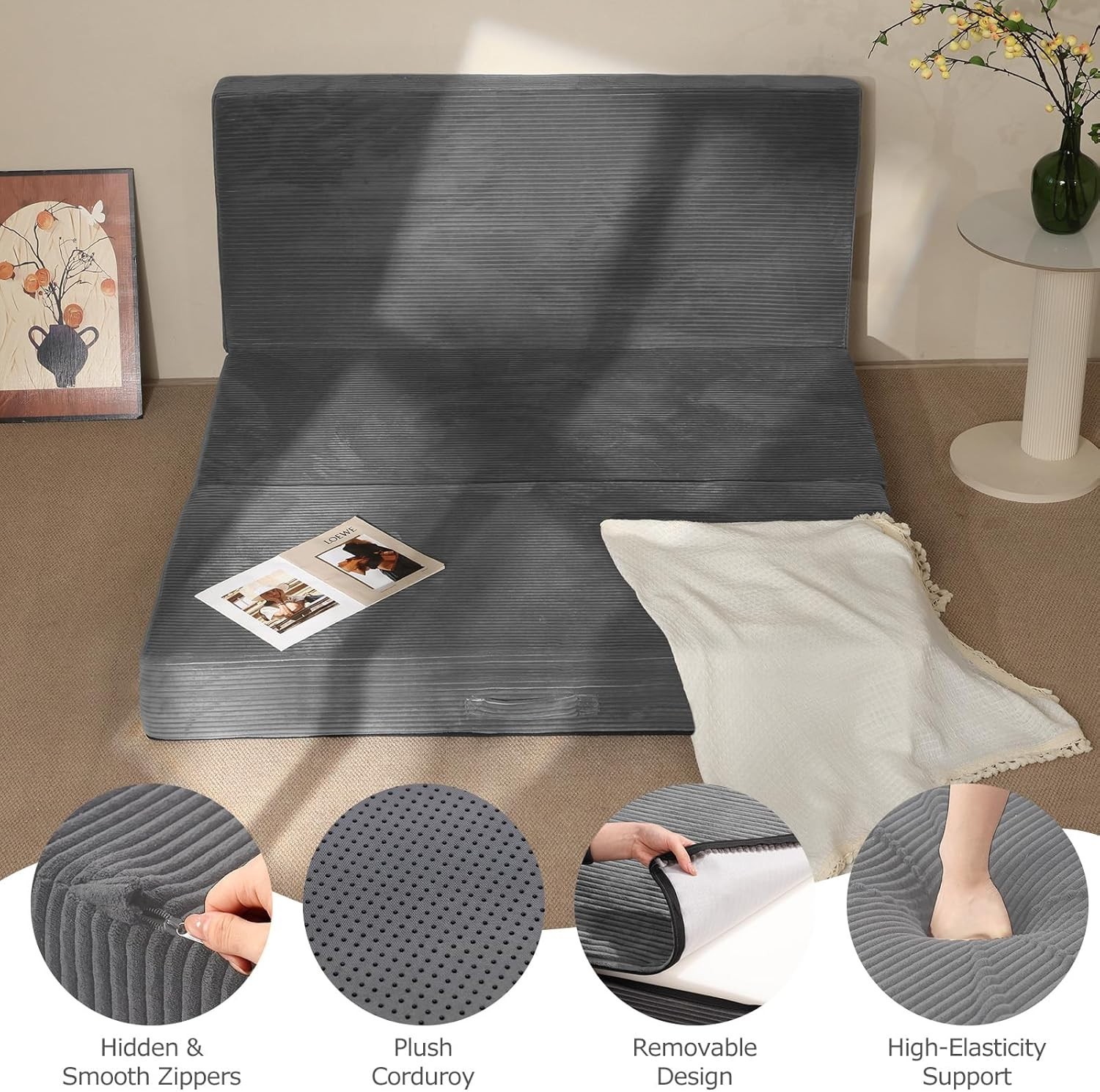 Versatile 6-Inch Plush Folding Mattress – Perfect for Guests, Camping & Dorm