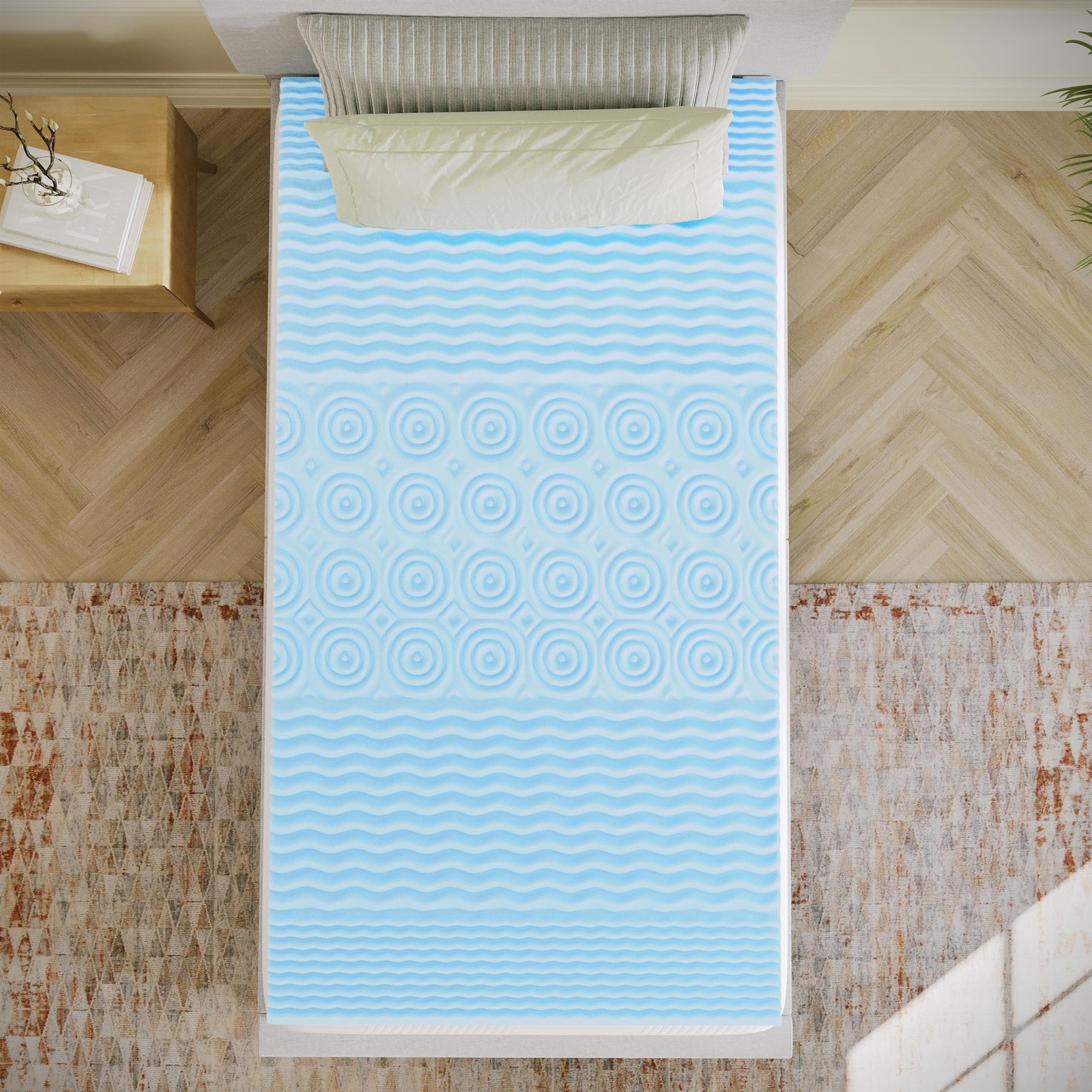 2 Inch Cooling Gel Infused 5-Zone Memory Foam Mattress Topper – Twin