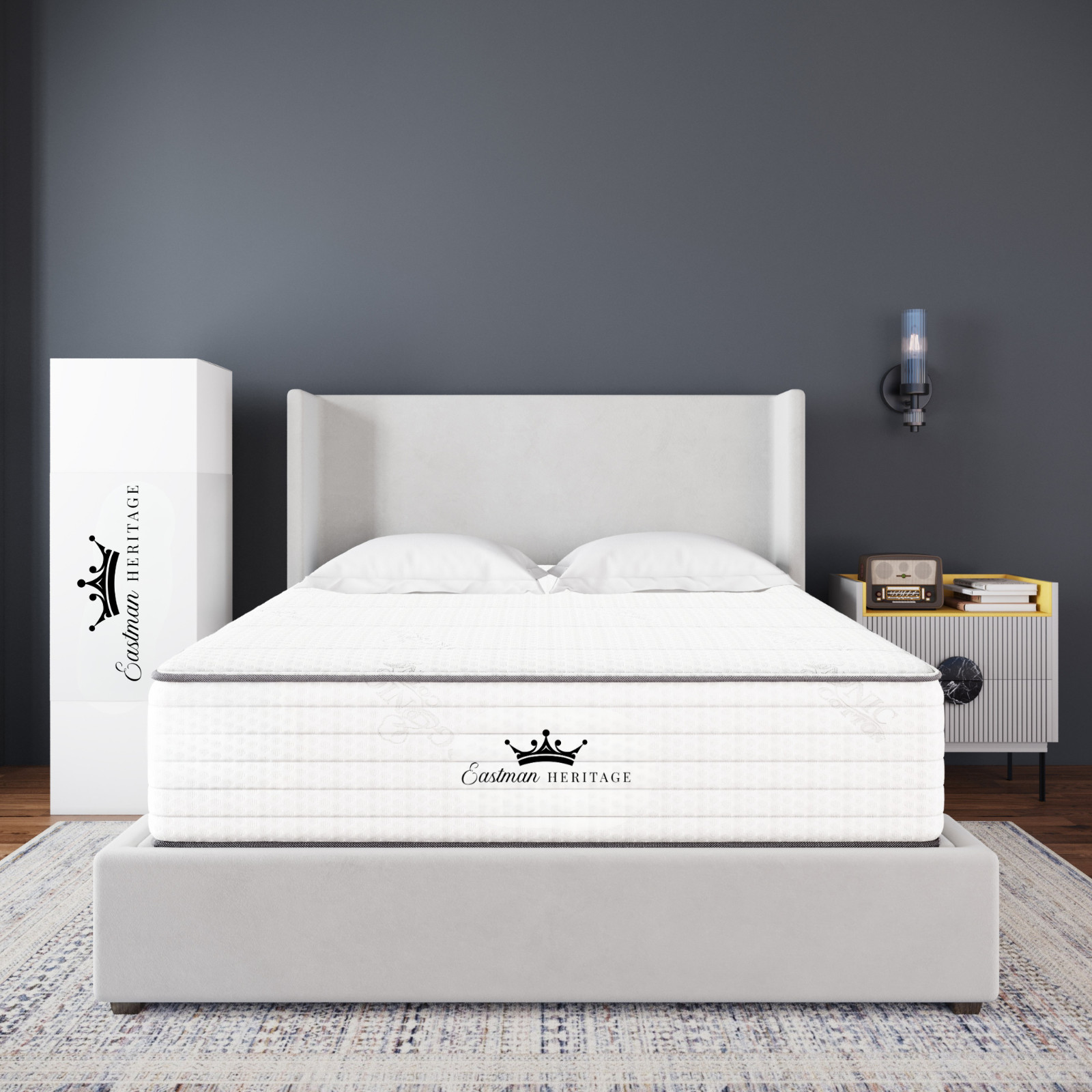 Queen size Mattress in box spring , plush comfort with Cotton cover made in USA