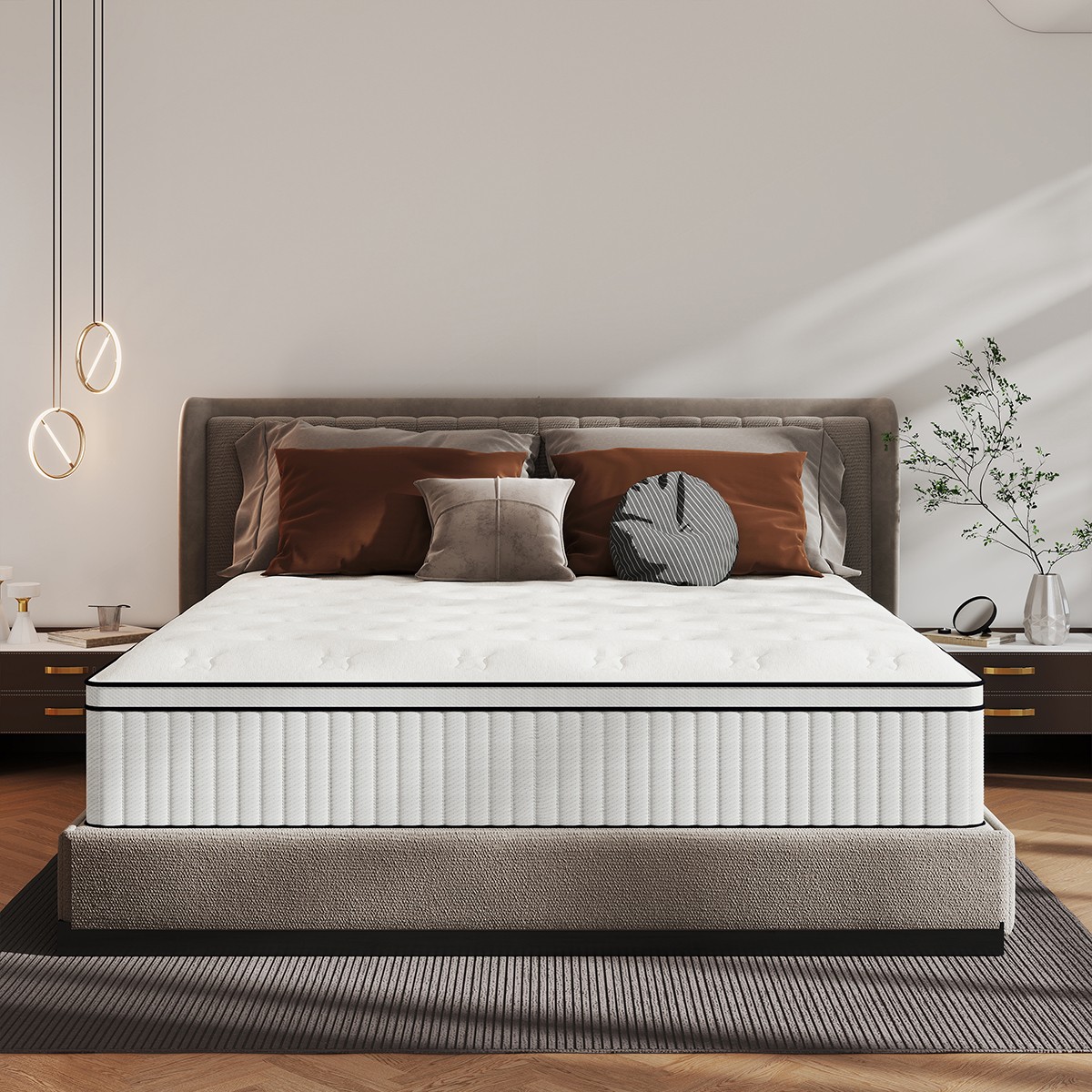 12″/14″ Twin Full Queen King Size Mattress Hybrid Spring Gel Memory Foam White