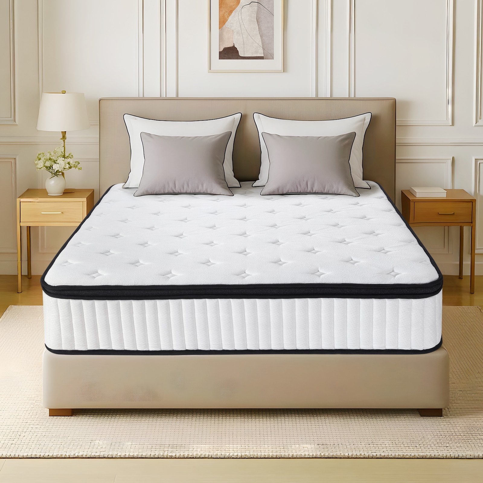 Hbaid 12″ Pocket Spring Hybrid Mattress, Twin Txl Full Queen King Size