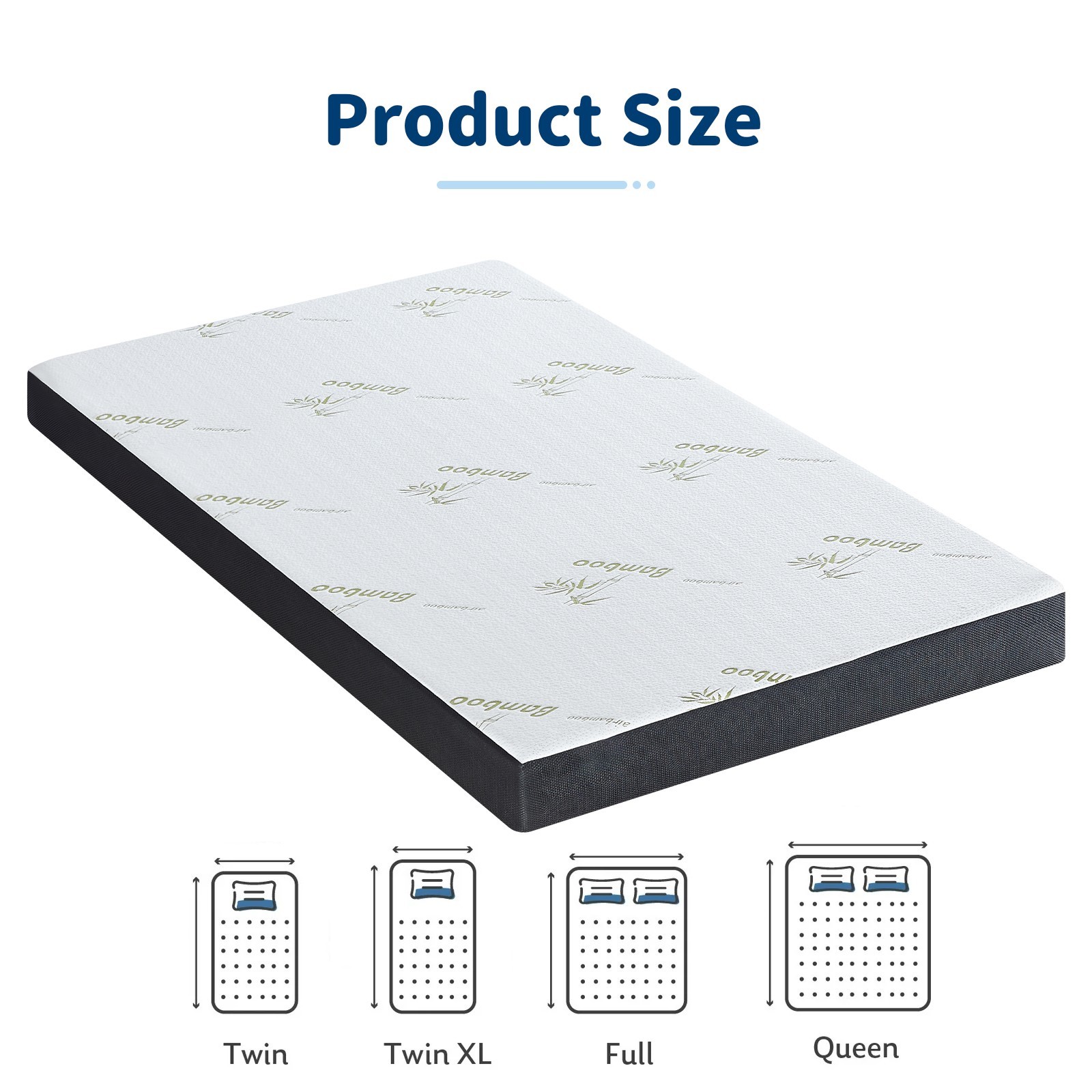5″ 6″ Waterproof Gel Memory Foam Mattress with Breathable Bamboo Cover in a Box