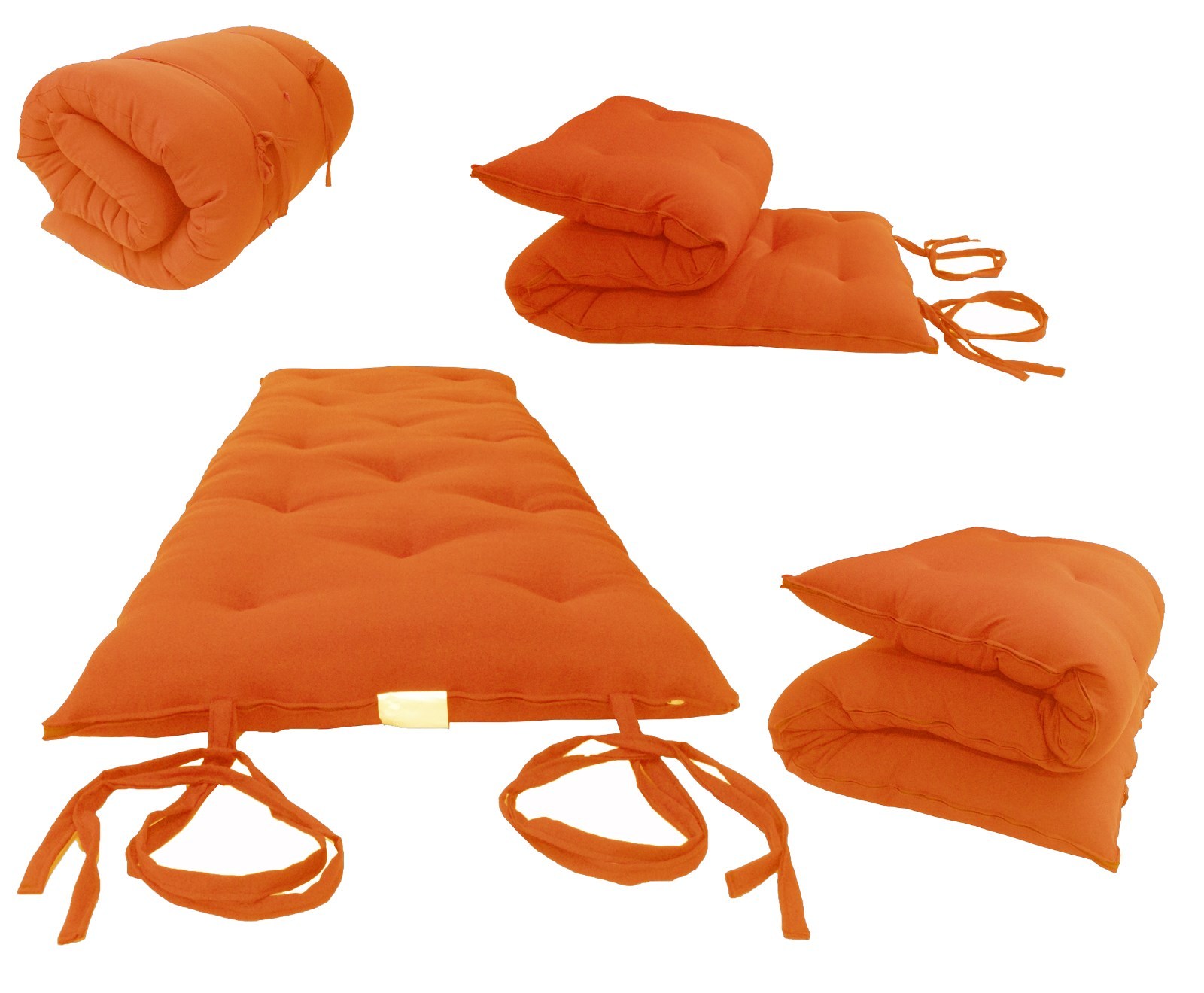 Orange Japanese Floor Rolling Futon Mattress, Cotton/Polyester Bed 3 x 30 x80