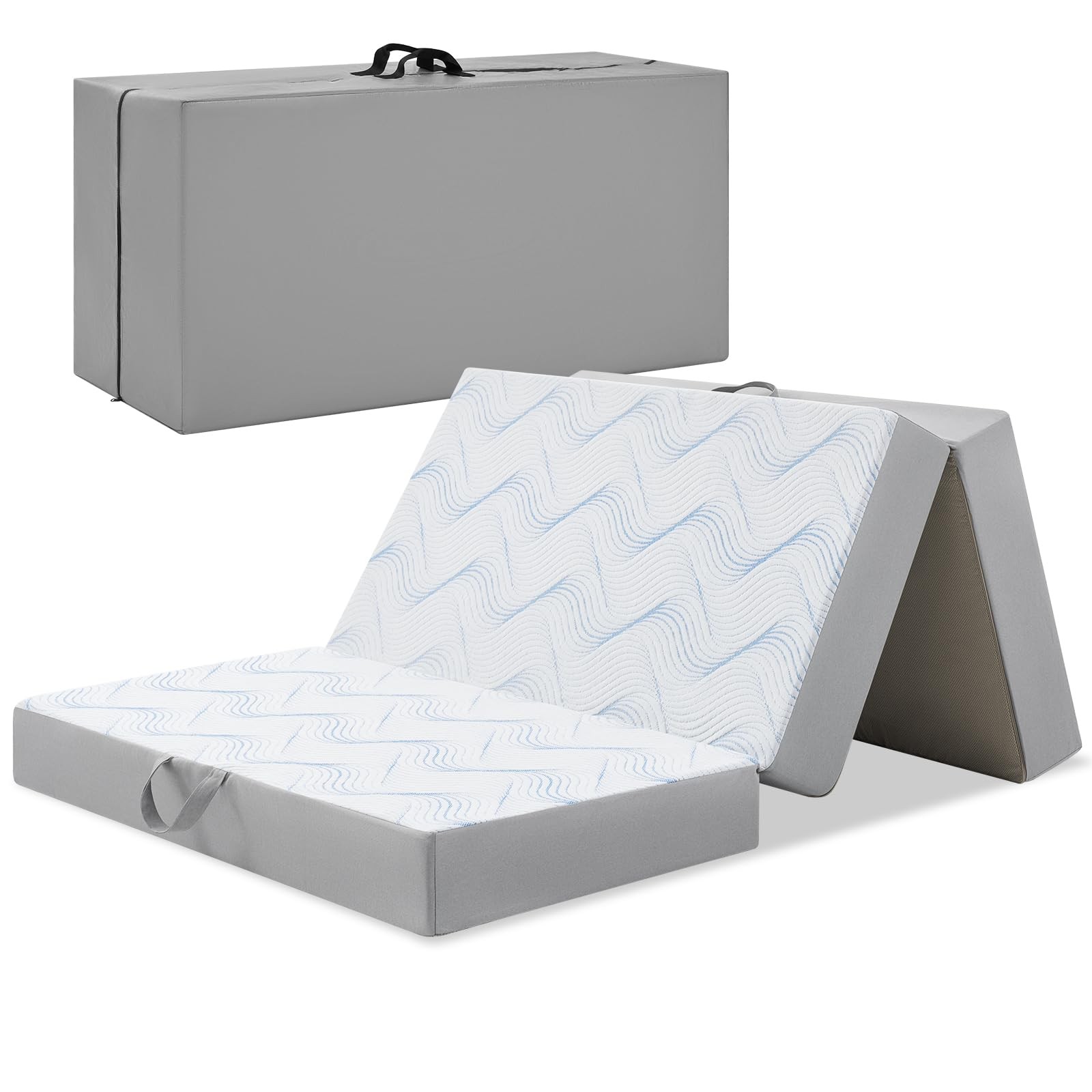 Folding Mattress Single, 4 Inch Memory Foam Foldable Mattress Single, Trifold…