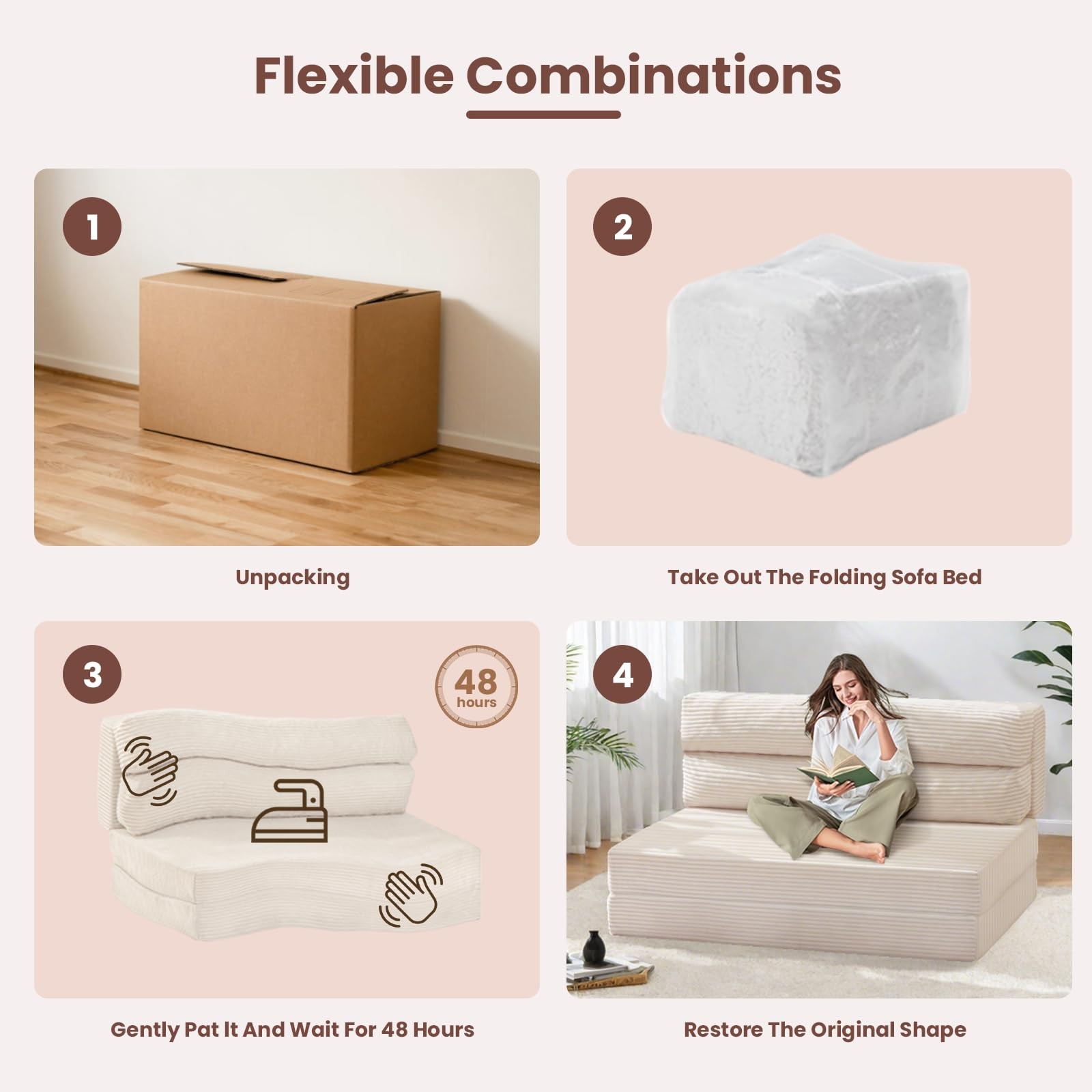 Folding Mattress, 3 in 1 Convertible Sofa Bed Fold Out Couch Bed Floor Couch …