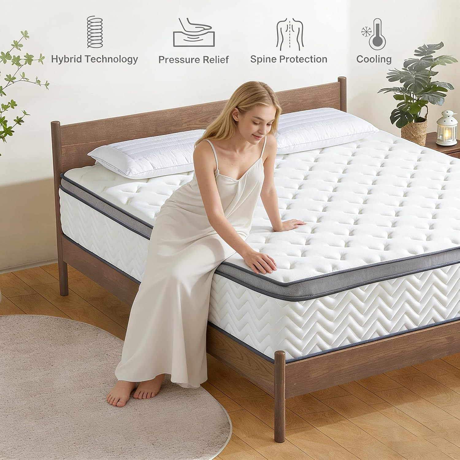 King Size Mattress, 14 Inch Medium Firm Hybrid King Bed Mattress, Memory Foam Ma