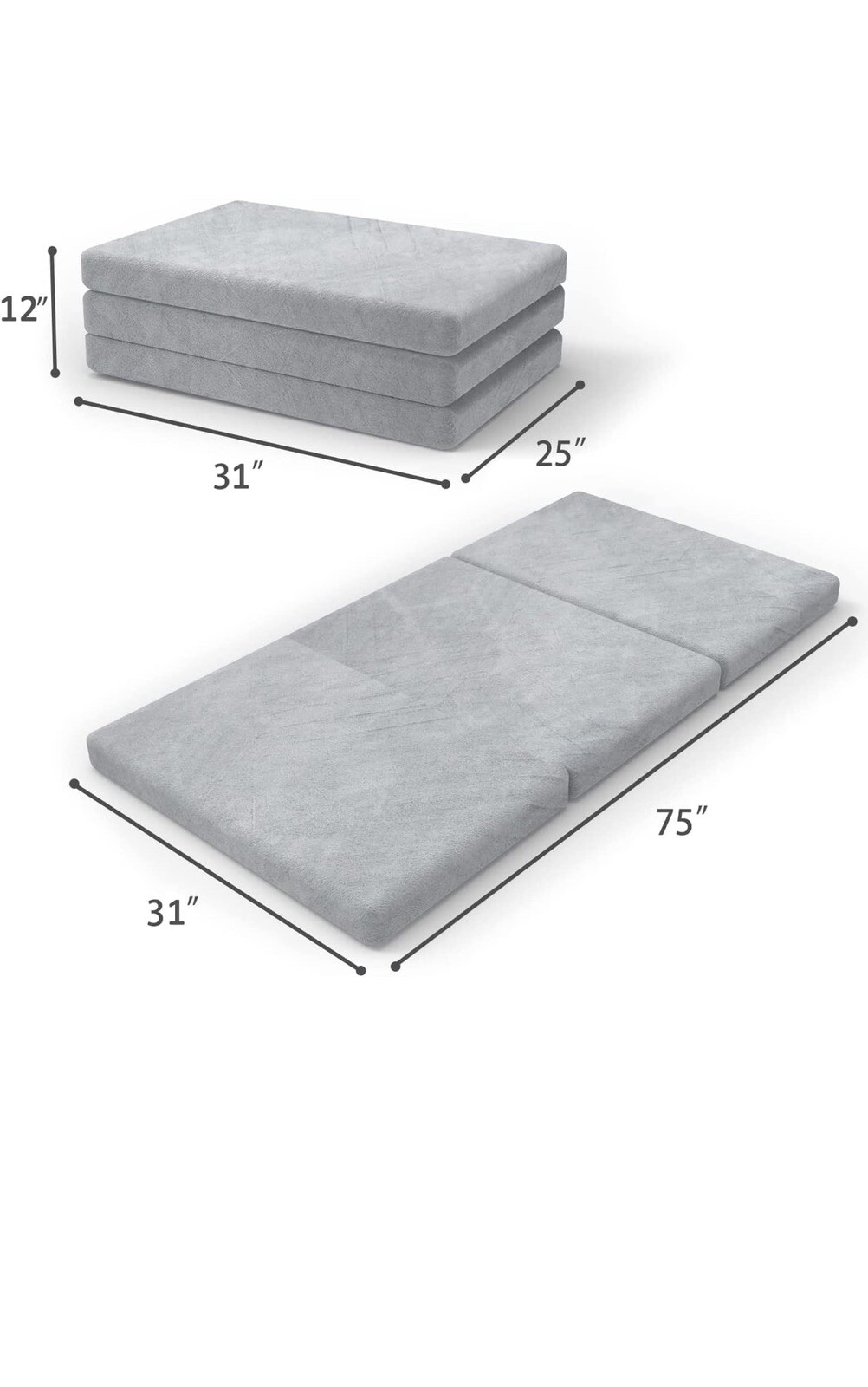 SINWEEK Folding Mattress with Storage Bag 3”Foldable Mattress,New item In Box