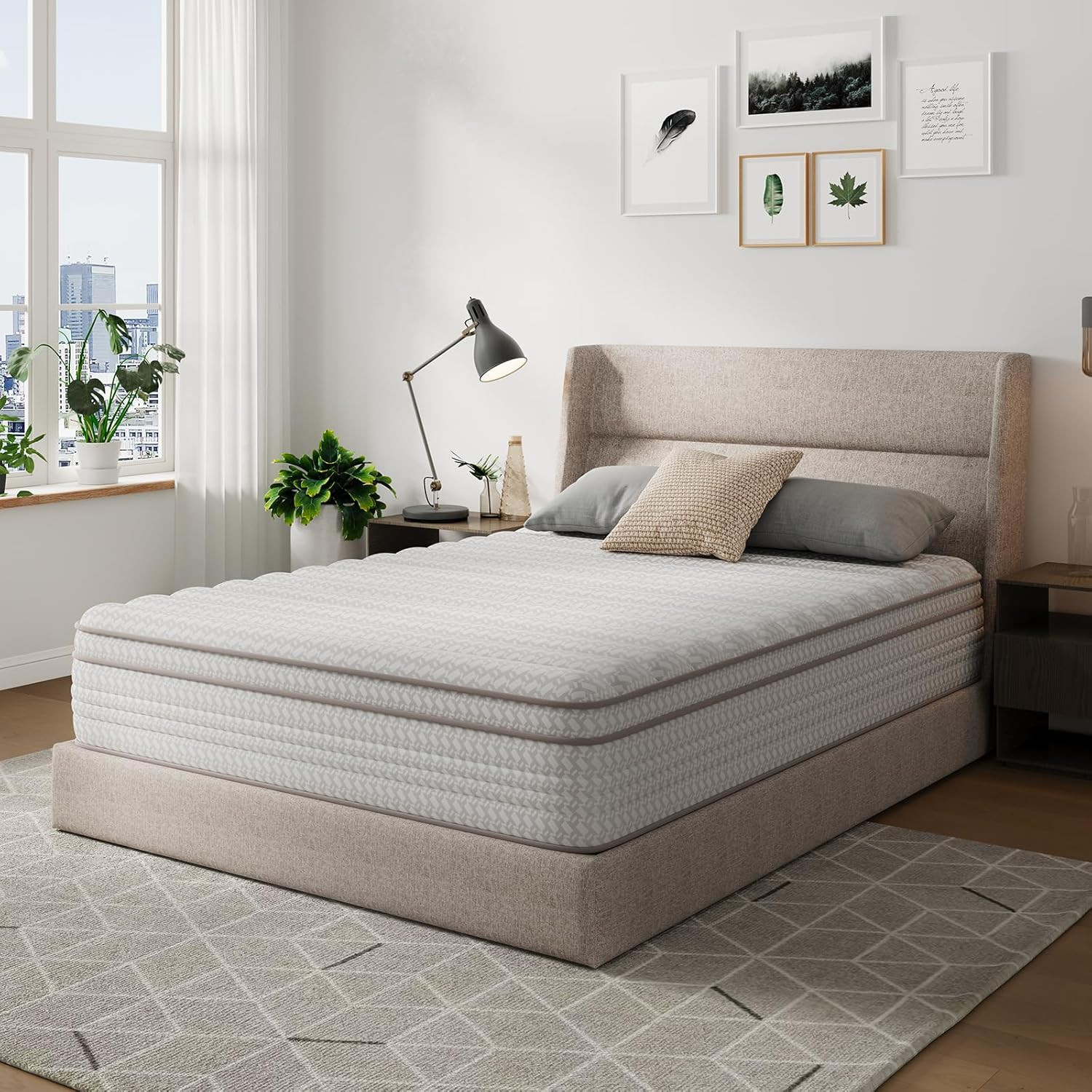 10 Inch Queen Size Mattress in a Box, Hypoallergenic & Back Pain Relief, Hybrid