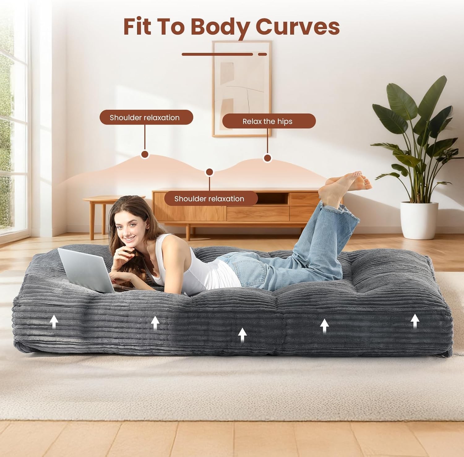 10″ Futon Mattress Queen Size,Futons Sofa Couch Bed with Queen (10 inches) Grey