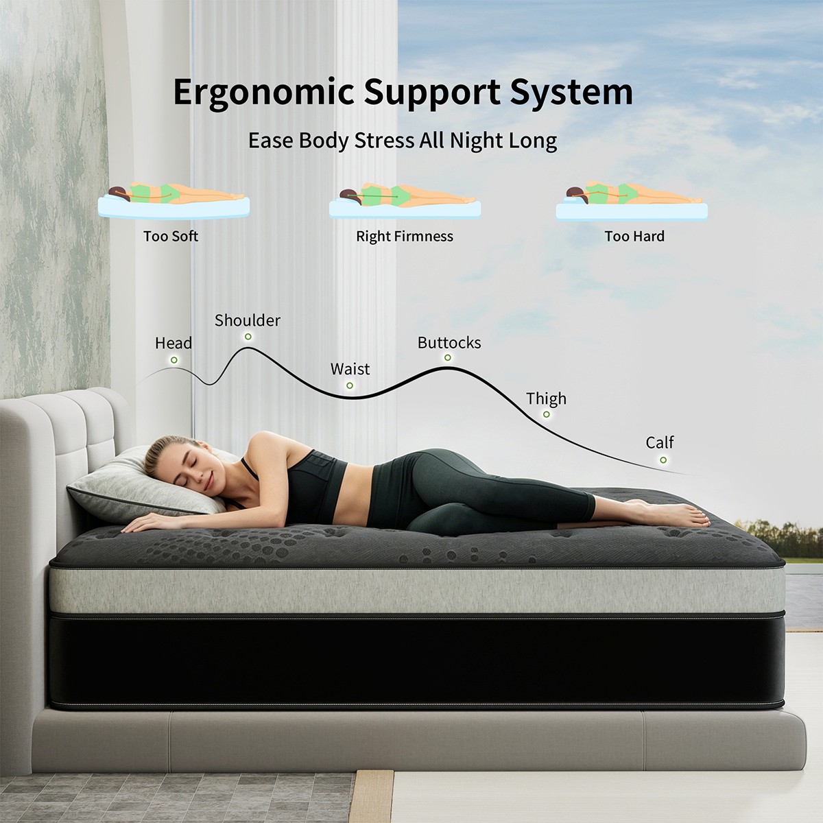 12″ 14″ Mattress In a Box Gel Memory Foam Hybrid Spring Twin Full Queen King Bed