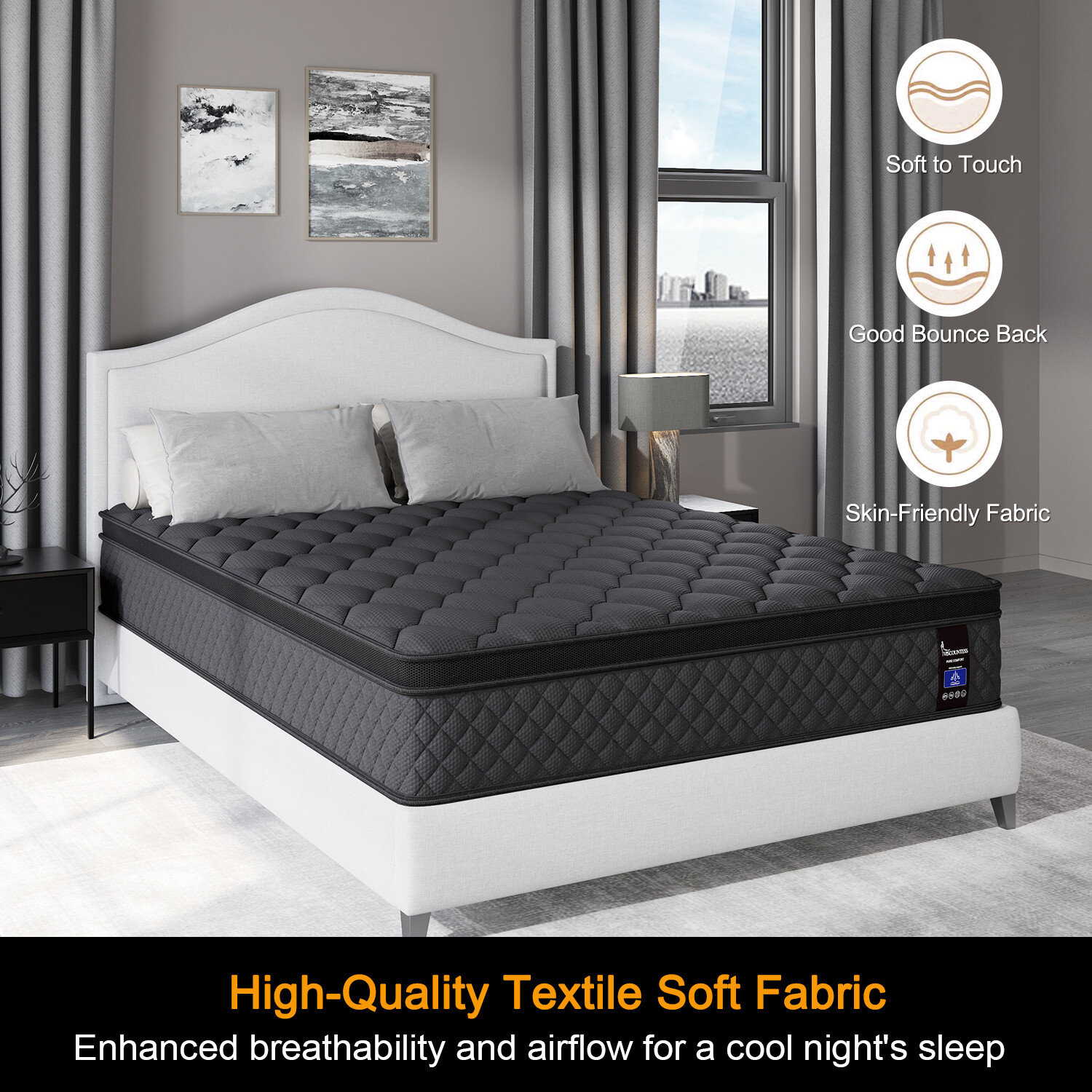 14″ Twin Full Queen King Size Mattress in a Box Hybrid Spring Gel Memory Foam